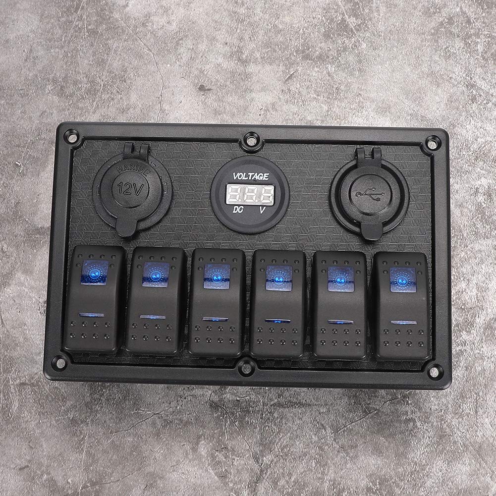 Tbest Panel Przełączników Kołyskowych 12 V-24 V z Woltomierzem 2 Porty USB i Papierosy do Samochodu Ciężarówka łódź Rv Abs/Pc Sterowanie Przełączaniem
