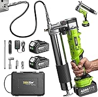 TaskStar 12000 PSI 2-in-1 Cordless Electric Grease Gun Kit with 2x4.0Ah Batteries, 90° Adapter for Farms & Heavy Duty Equipment