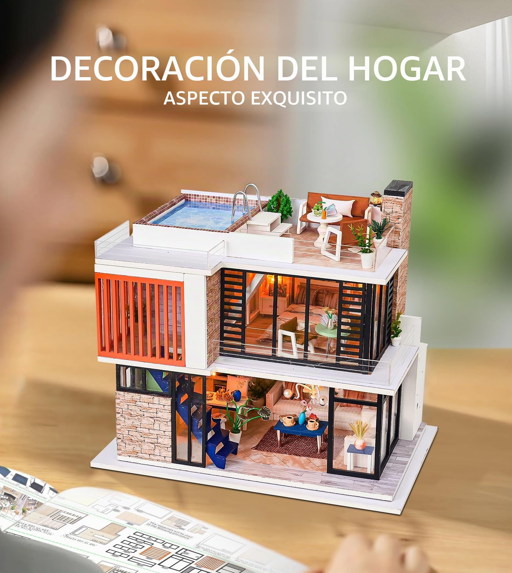 Spilay Kit de Casa en Miniatura DIY, Mini Kit de Casa de Muñecas de Madera con Muebles y Caja de Música, Escala 1:24 Casa de Muñecas Creativa Regalo de Navidad y Cumpleaños Edad 14+ (Florence)