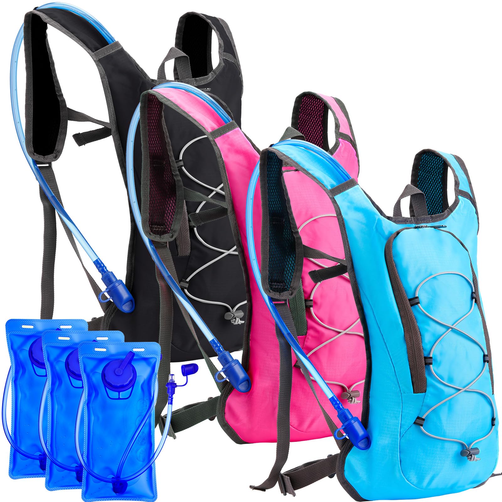 3 zaini per l'idratazione con 3 pezzi da 2 litri per sacca idrica, sacca idrica, per campeggio, escursionismo, ciclismo, corsa, arrampicata, ciclismo