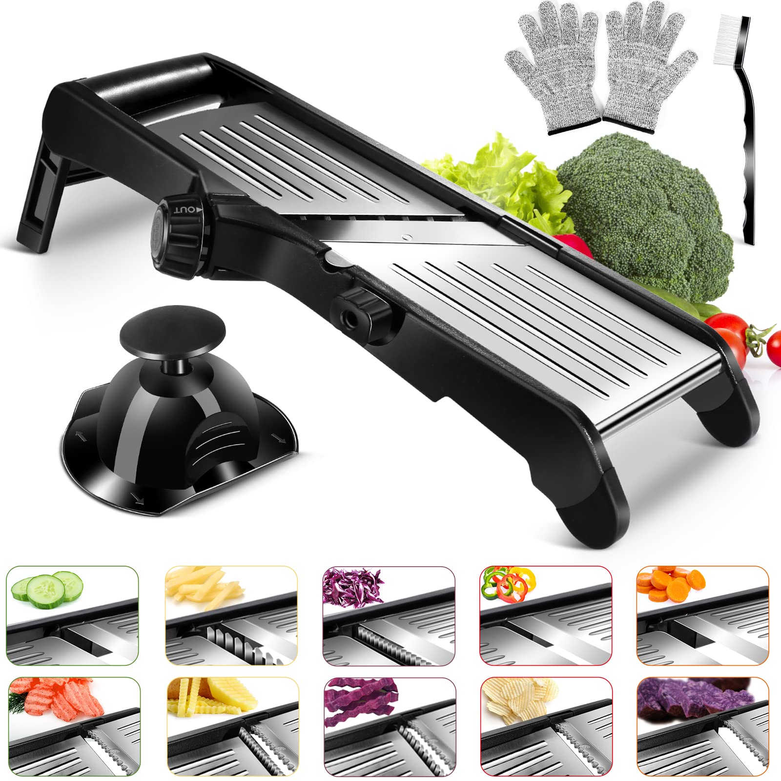 Buy Mandoline Food Slicer, 3 in 1 Upgraded Adjustable Stainless Steel