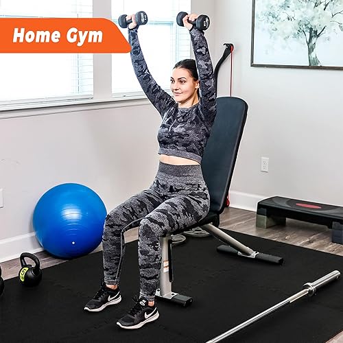 Miniatura 2 de SUPERJARE 24 alfombrillas de goma de 0.4 pulgadas de grosor, 96 pies cuadrados, tapetes de espuma EVA de alta densidad con parte superior de goma,