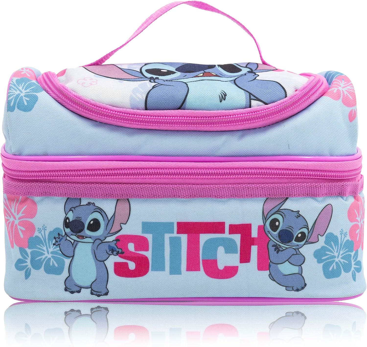 Disney Stitch Insulated Lunch Bag for Girls | Stitch Lunch Box with Molded Rubber Zip Pulls | Reusable Disney Lunch Kit for Kids and Toddlers | Ages 3+