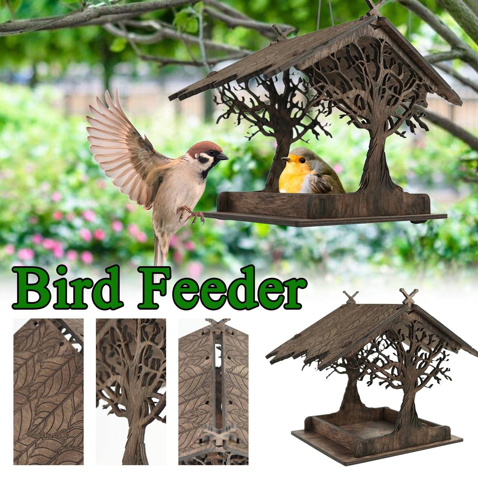 Nido for Uccelli ， Casetta for Uccelli Habitat appollaiato Tasca, Mangiatoia for Uccelli in Legno Massiccio, Giardino Decorativo Appeso con Tetto, Uccelli Resistente alle Intemperie Altalena Giocattol