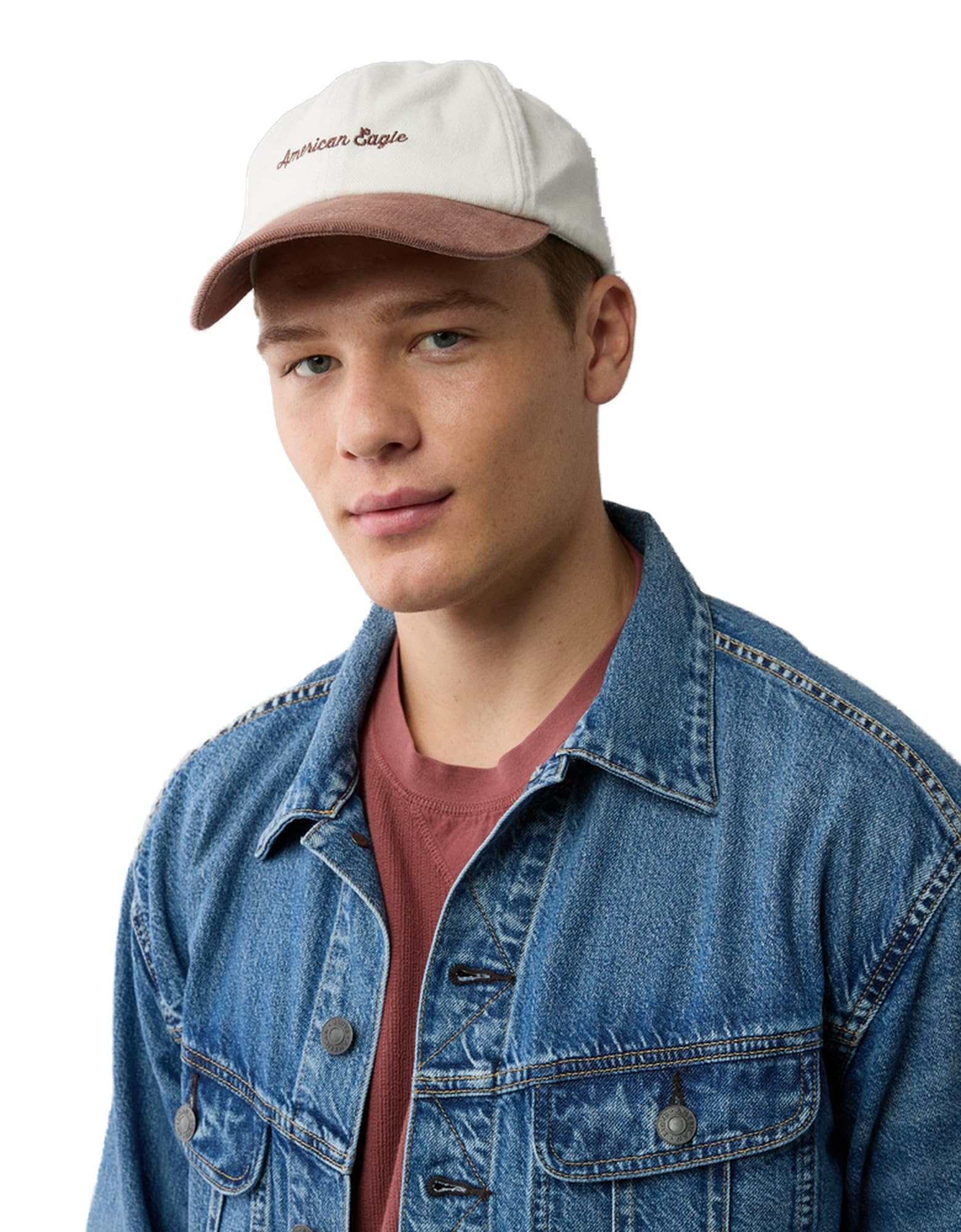 American Eagle Men Baseball Hat One Size Burgundy