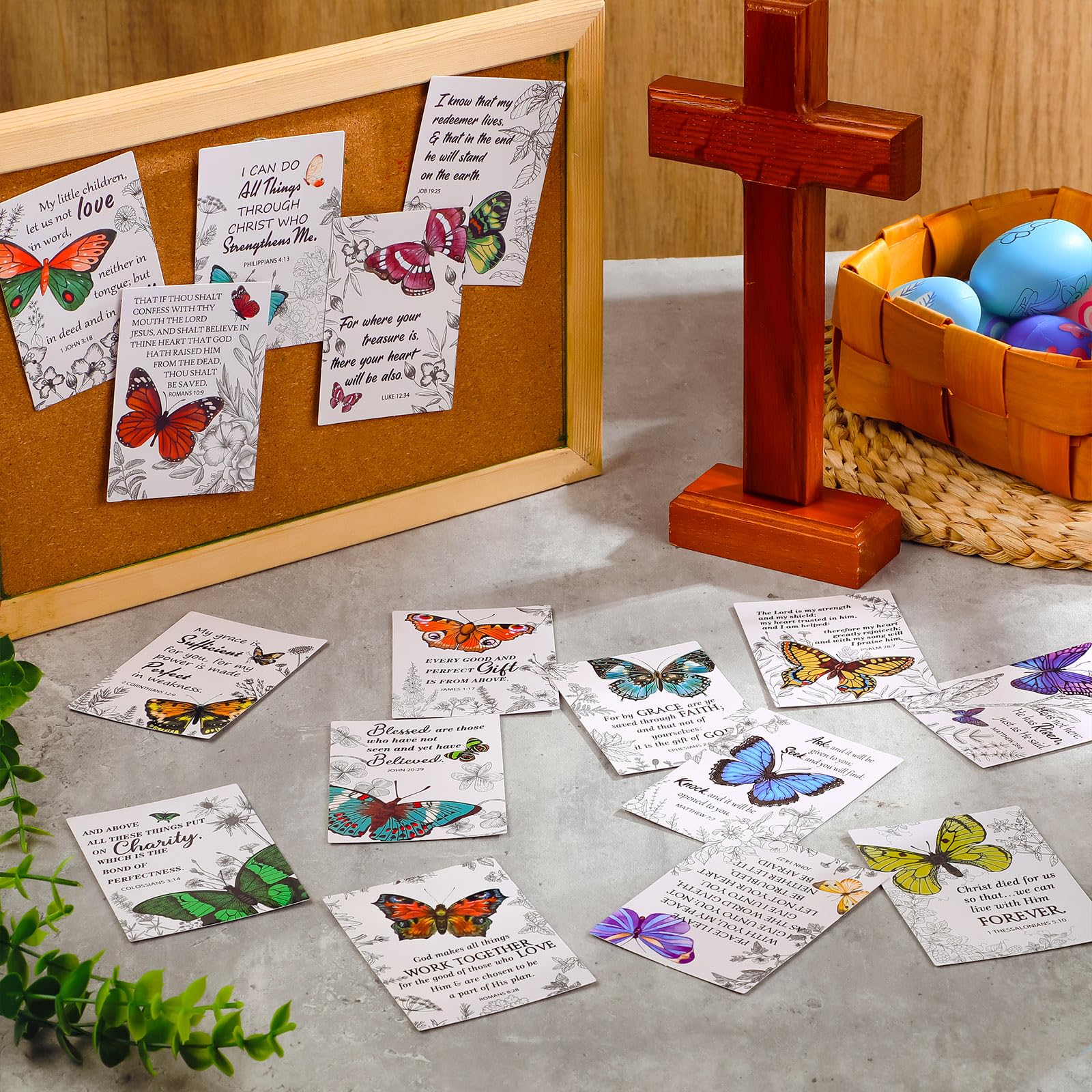 Skyygemm 160 tarjetas de mariposa de primavera a granel surtido de tarjetas religiosas de primavera con versículos bíblicos regalos cristianos inspiradores para oración de iglesia, escuela dominical,
