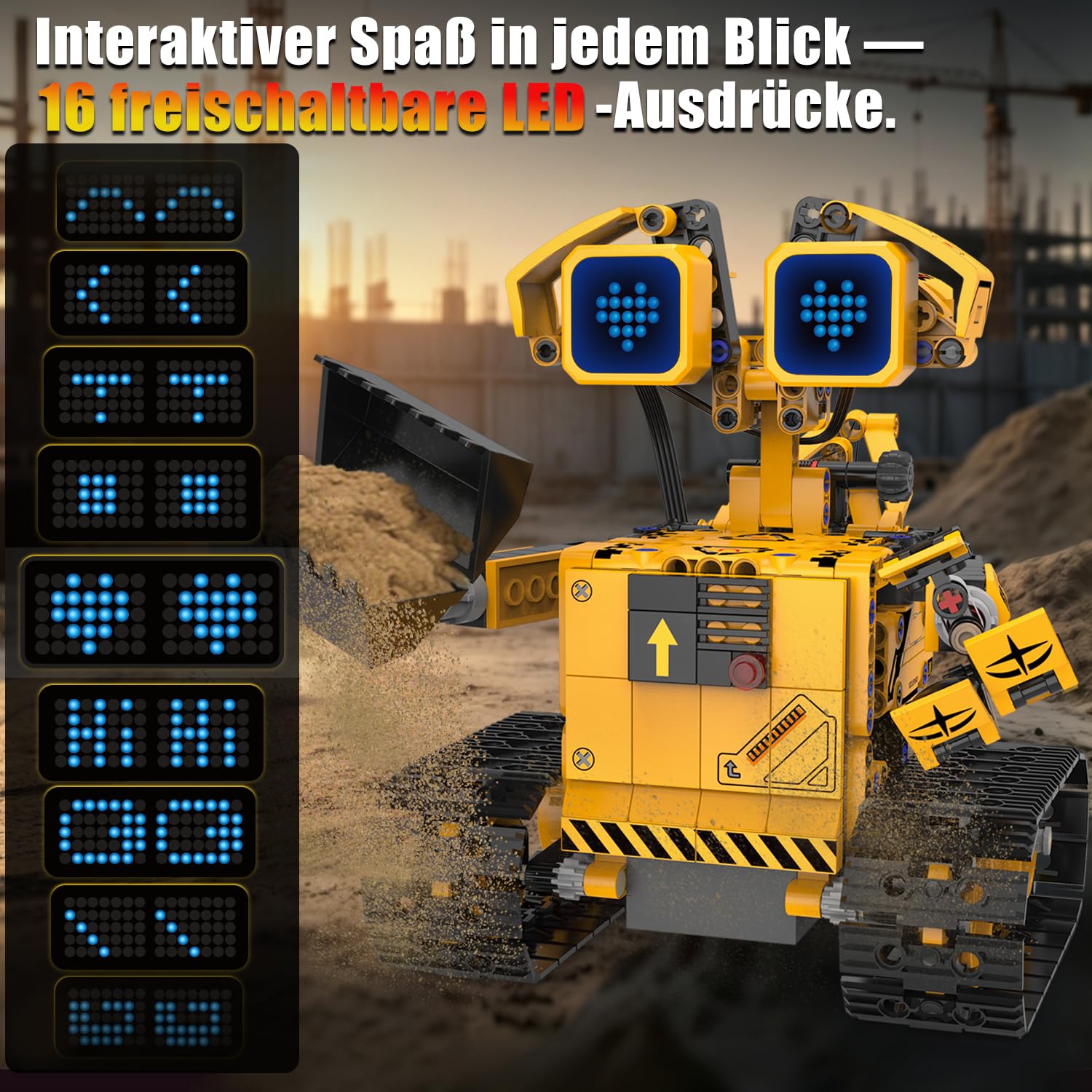 Technik Robot da costruzione per bambini, set robot programmabile 5 in 1 | App e telecomando, STEM Bulldozer, mattoncini a morsetto, 452 pezzi, regalo per bambini dai 8 ai 12 anni in su