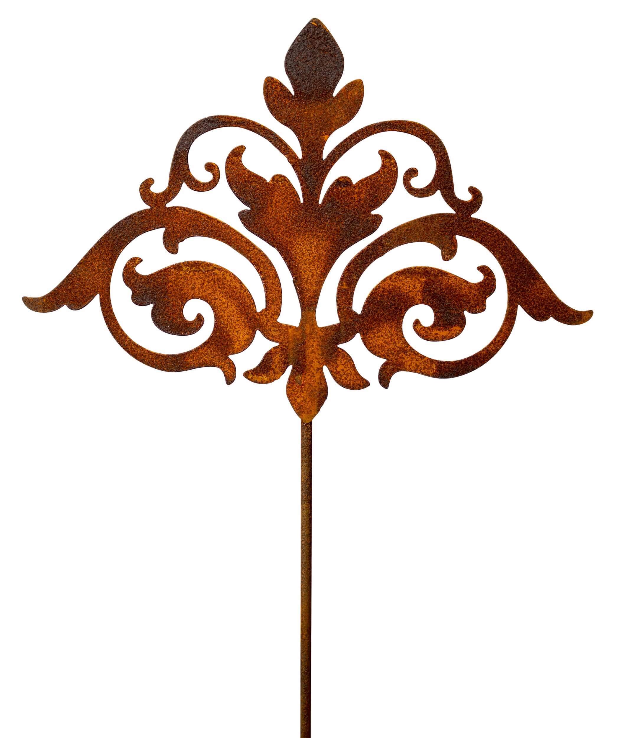 Edelrost Gartenstecker Barock 110 cm Rost – Gartendeko Metall