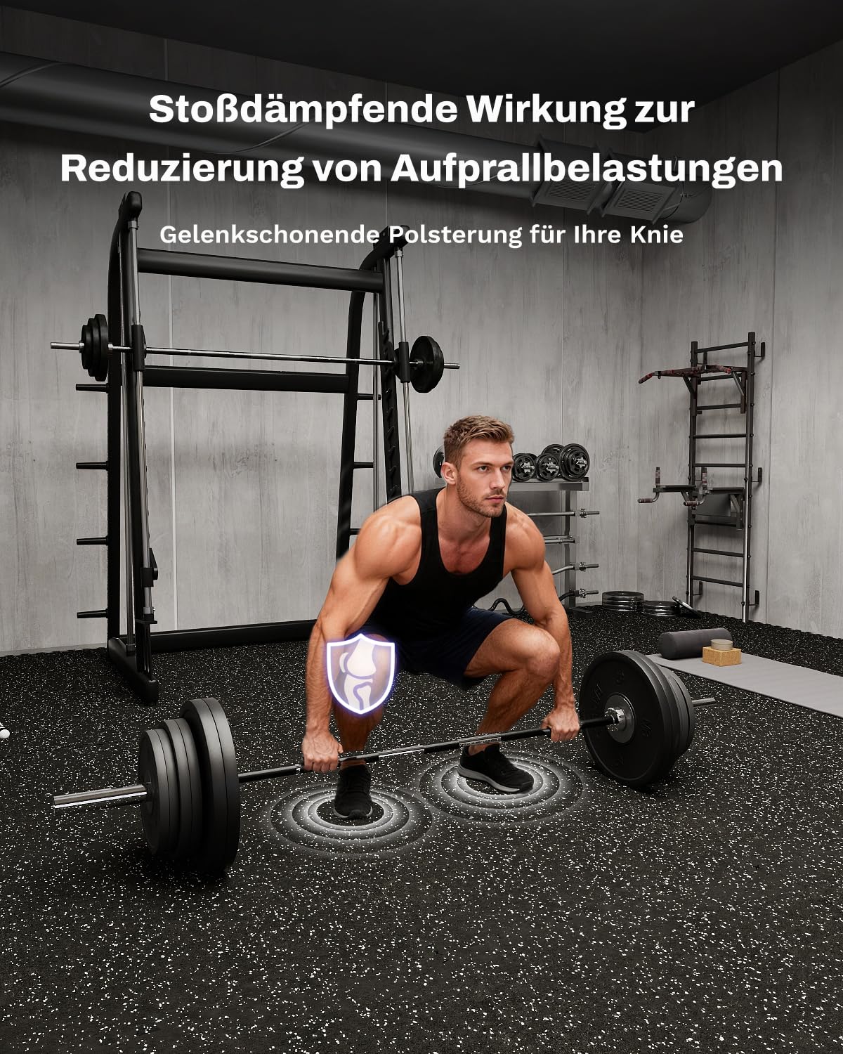 AIRHOP 12 Matten 60x60x1,4cm Extra Dicke Robuste Gummierte, rutschfeste Puzzlematte, Geeignet Für Fitnessstudio Und Heimfitness, Schwere Trainingsbelastung, Bodenschutzmatte Fitness