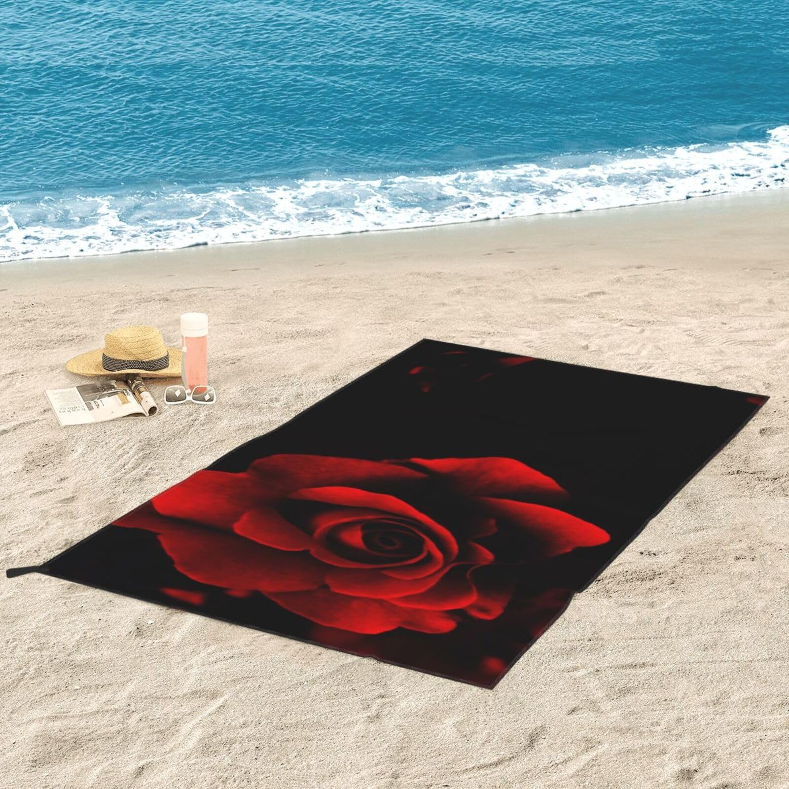 Flaga Niemiec Szybkoschnący Ręcznik Super Chłonny I Lekki Ręcznik Z Mikrofibry Do Przygód Na świeżym Powietrzu I Do Użytku Domowego, Red Rose, 31.5"x63"