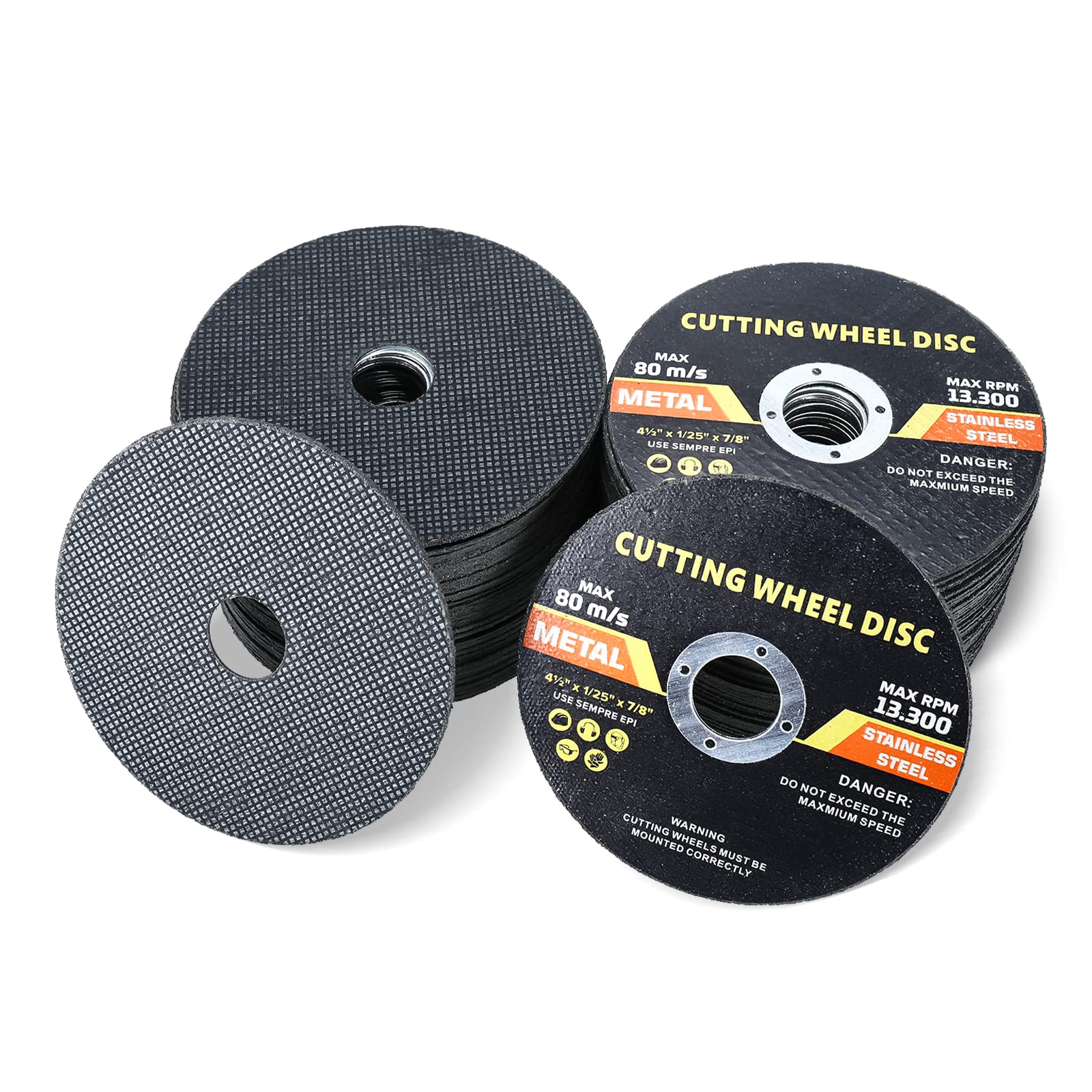 Paquete de 100 ruedas de corte de 4-1/2 pulgadas, rueda de corte de metal y acero inoxidable de 4-1/2 x 7/8 pulgadas, disco de corte de metal fino para amoladora angular de corte de metal