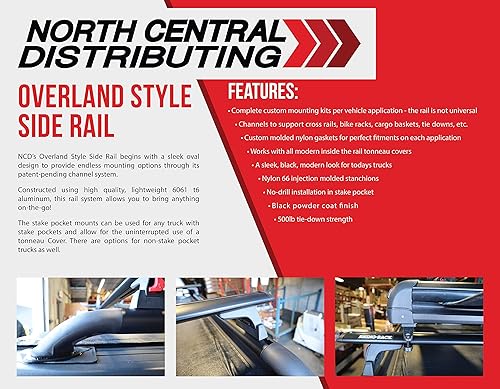 Miniatura 5 de Putco Rieles de cama laterales negros con ranura en T para Toyota Tundra 2007-2021 - Cama de 6 pies 7 pulgadas