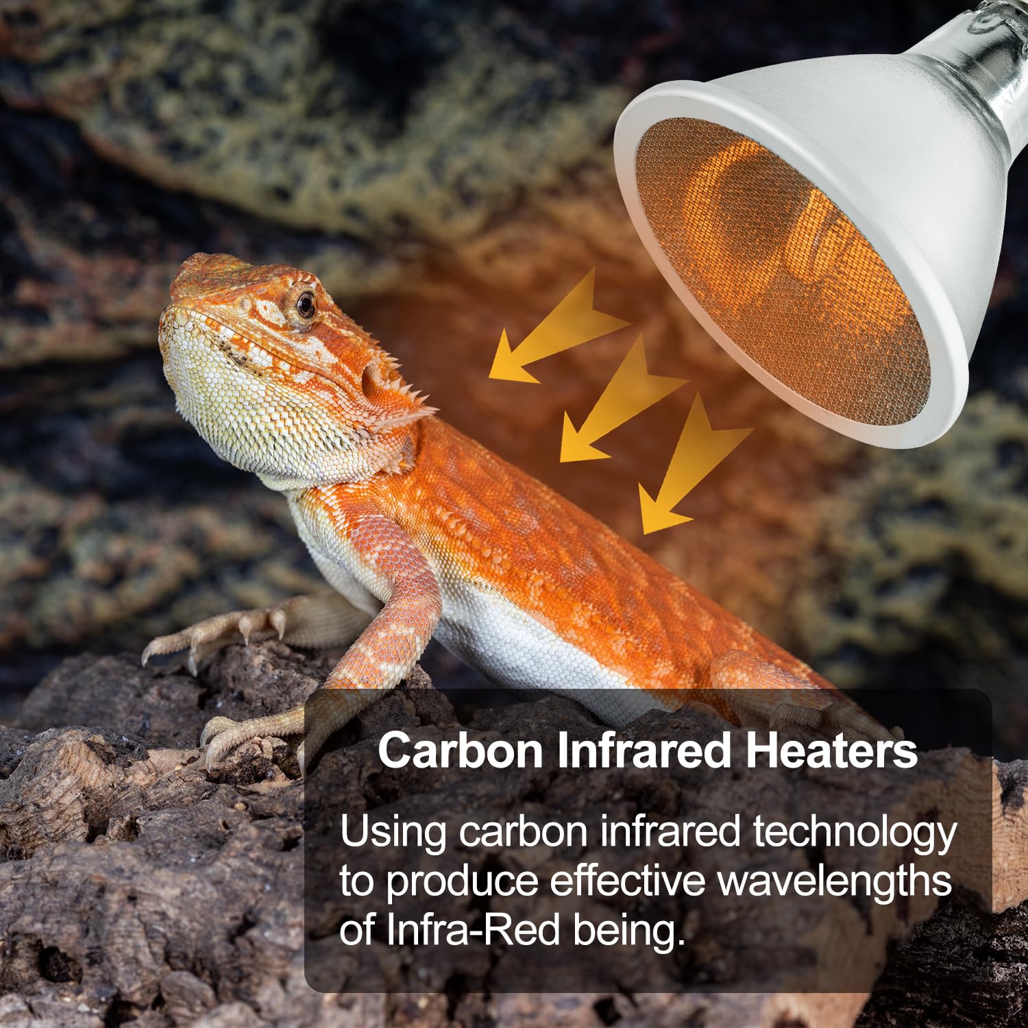 REPTI ZOO Reptile Basking Heat Lamp Bulb, 100W Splashproof Energy Saving Deep Heater Non-Luminous Carbon Infrared Heat Bulb for Reptile Amphibians - image 2