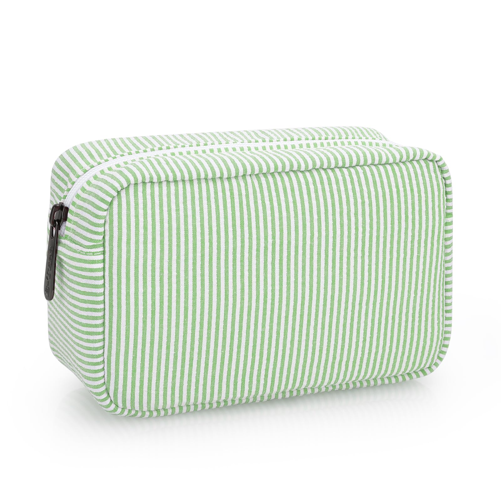 JINSI Travel Makeup Bag for Women Stripe Cosmetic Organizer Toiletry Bag with Zipper Portable Skincare Purses Storage Pouch Cute Beauty Case Clutch Bags