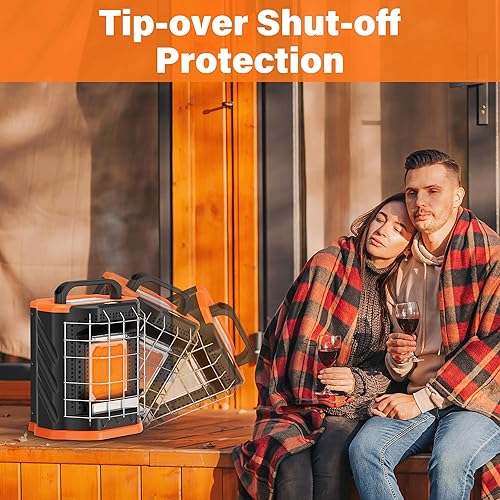 Miniatura 5 de PANERGY Calentadores de exterior para patio, calentador radiante de propano portátil con 2 modos, calentador de gas seguro con protección contra