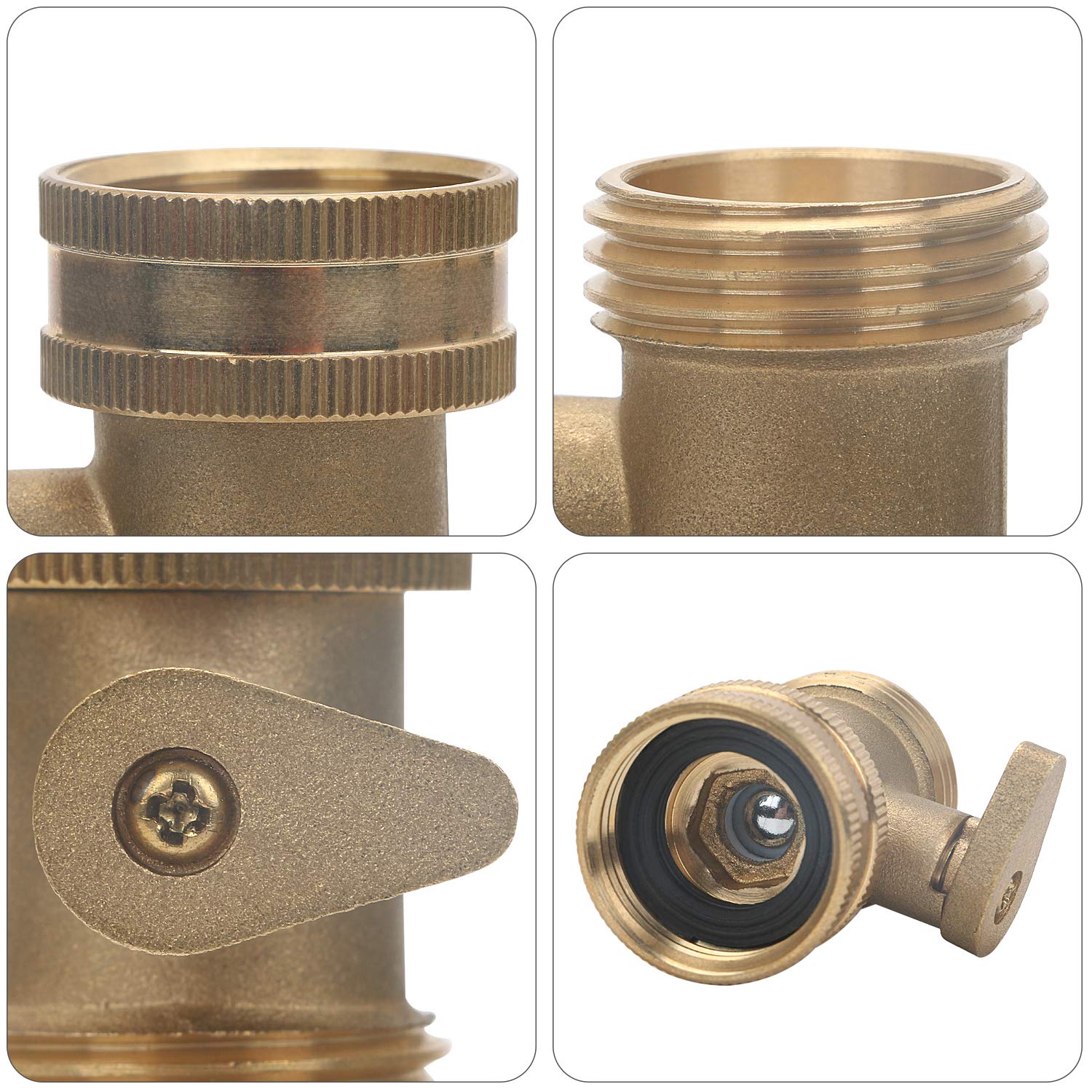 STYDDI Garden Hose Inline Shut Off Valve, Solid Brass Hose ShutOff
