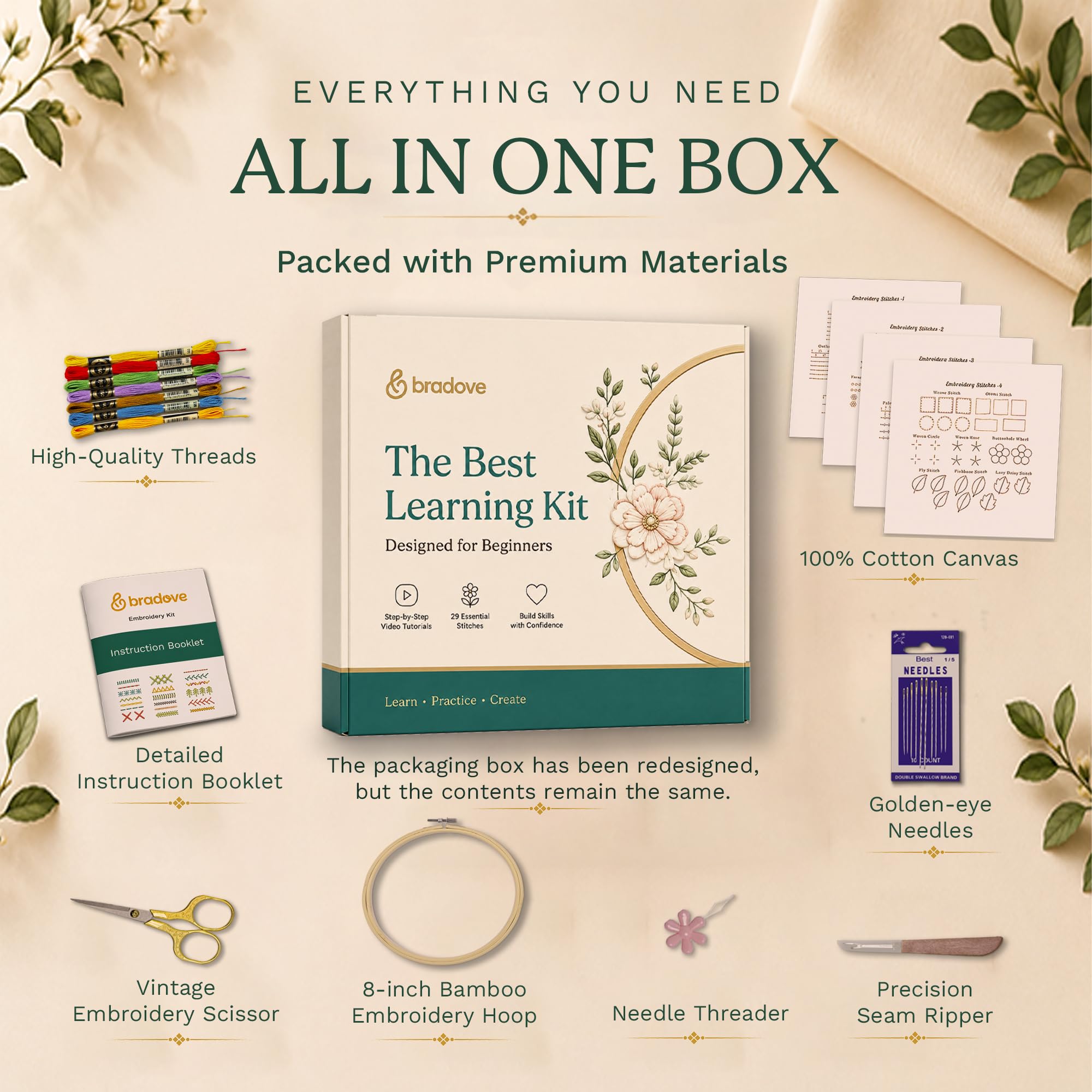 Learn Embroidery: Beginner Kit with Video Tutorials -3 Learn Embroidery: Beginner Kit with Video Tutorials -3