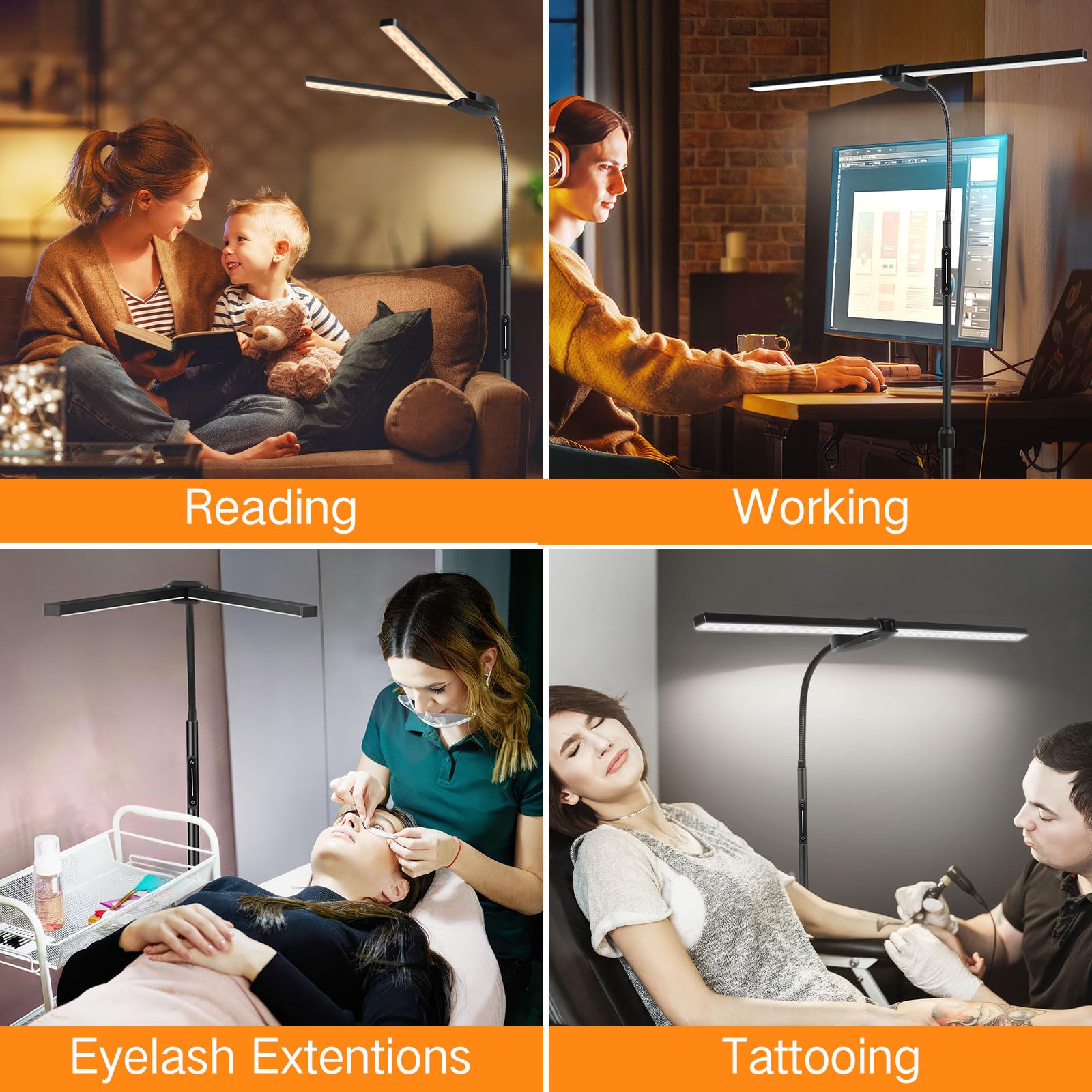OUTON Stehlampe LED Dimmbar, Leselampe mit 4 Farbtemperatur, Fernbedienung und Touch Steuerung, 1H Timer, für Wohnzimmer Schlafzimmer Büro, Schwarz
