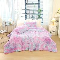 Vista 1 de MOOWOO Plush Shaggy Twin Comforter-Luxury Ultra Soft Crystal Velvet Bedding Sets 2 Pieces(1 Faux Fur Comforter +1 Faux Fur Pillow Cases)- Fluffy