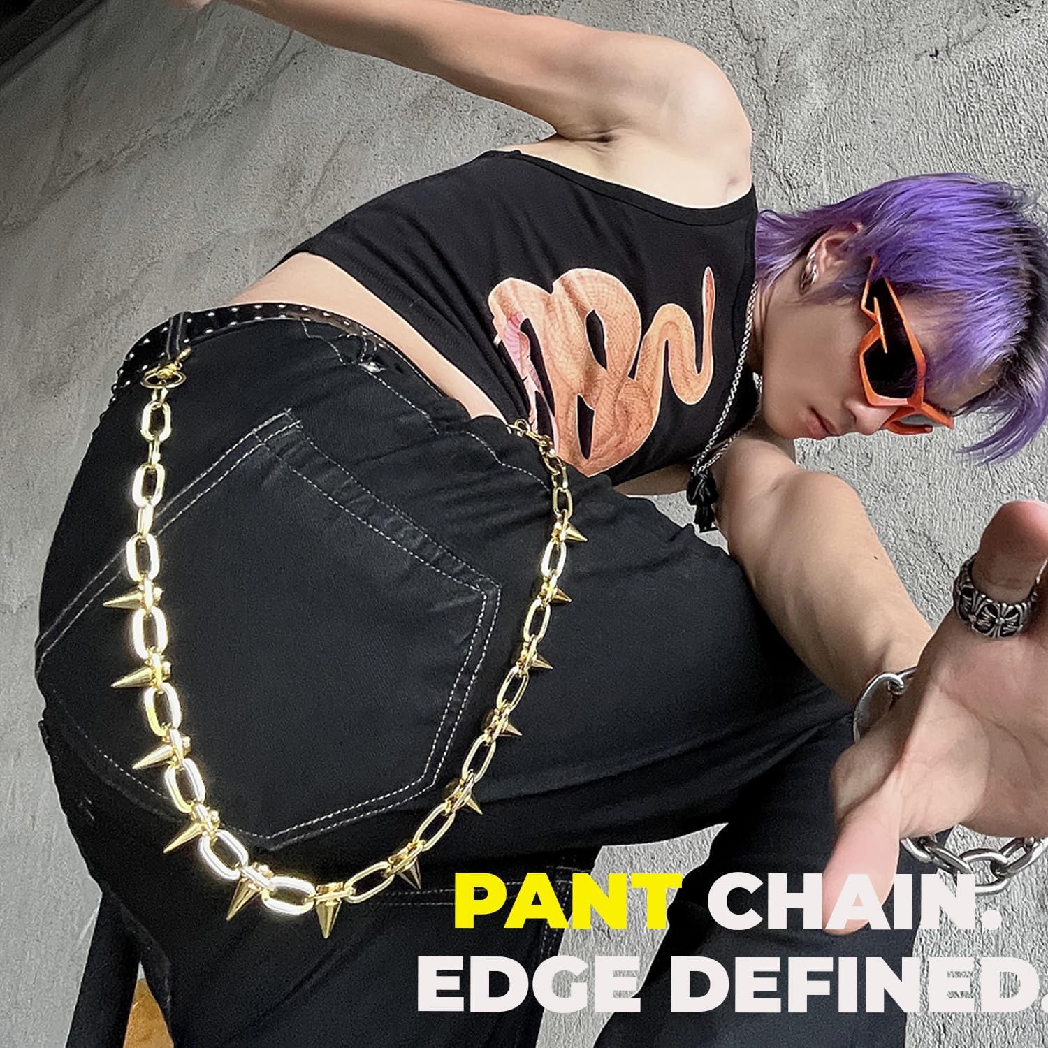 Wallet Chain & Pant Chain – Punk Hip Hop Jeans Keychain, Goth Rivet Biker Accessories for Men Women - Image 5