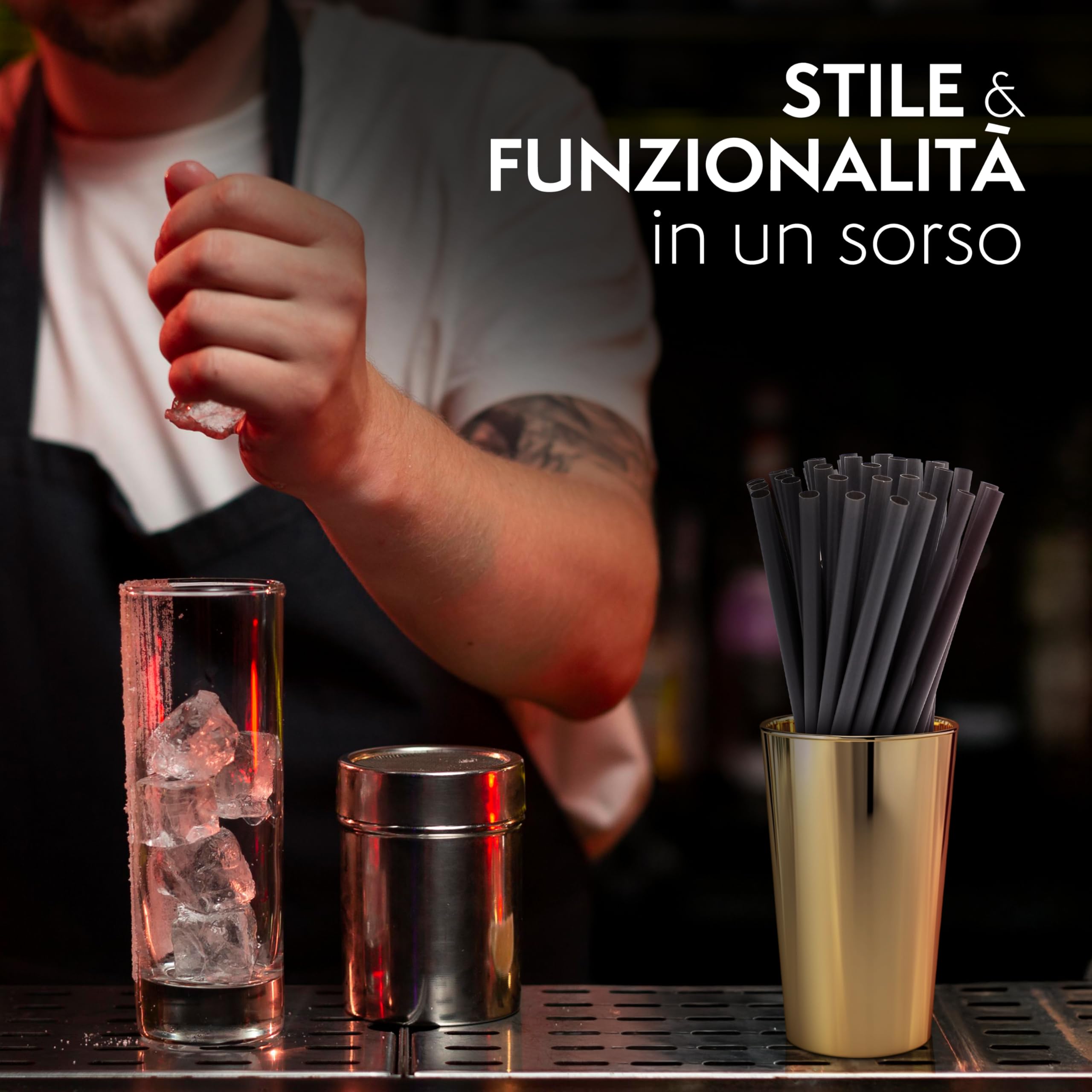 250 cannucce nere in legno naturale - lunghe 21cmx7mm-cannucce in legno naturale, adatte per cocktail, bar e catering.
