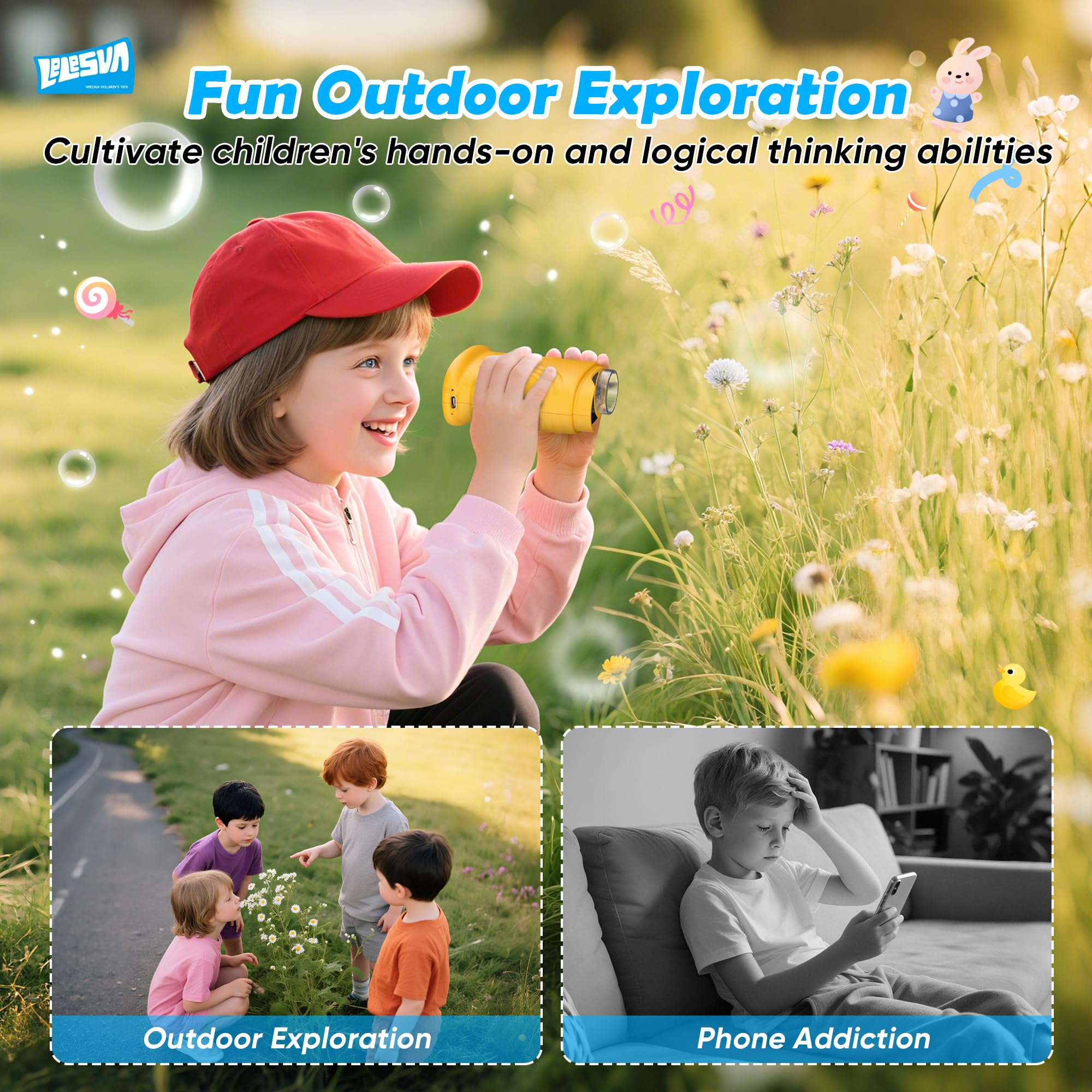 Microscopes 4K pour Enfants, Mini Microscope de Poche Portable 1000X, Jouets scientifiques éducatifs à Offrir aux Enfants de 4 à 6 Ans et de 8 à 12 Ans, étudiants, garçons et Filles - 3