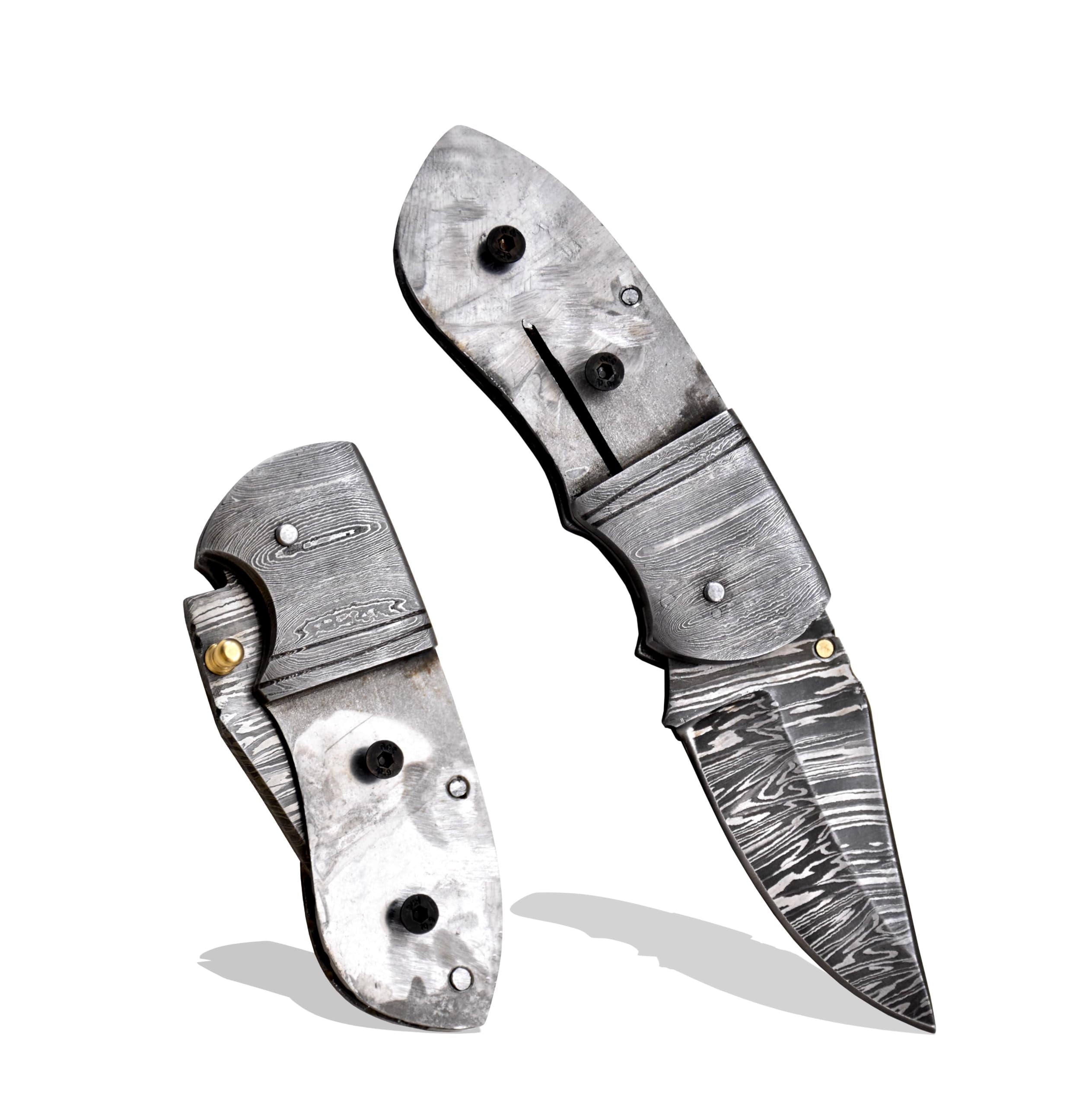 Custom Hand Forged Damascus Steel Blank Folding Pocket Knife With Damascus Bolster Handmade Knife Making Supply | Hercules Knives