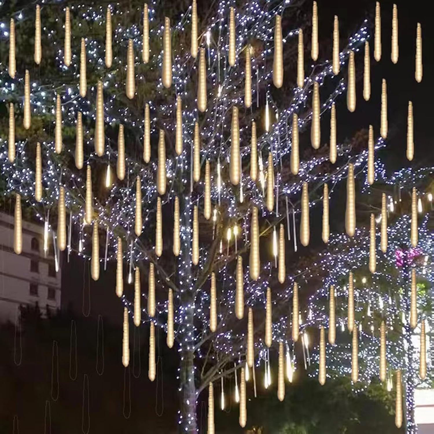 Yuehuam 2pcs Meteor Shower Rain Lights Outdoor Waterproof 8 Tube 192