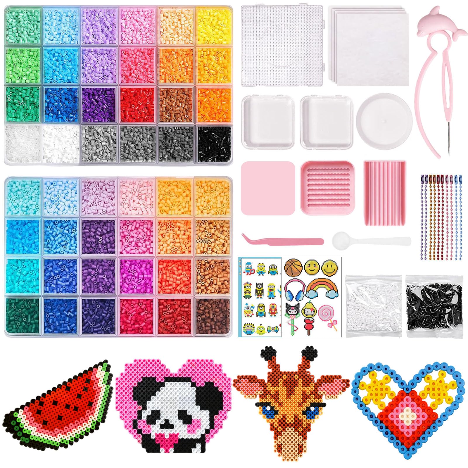 20800pcs Fuse Beads Kit 48 Colors 2.6mm Melting Iron Beads for Jewelry Making Kit with Pegboards Ironing Papers Tweezers Bead Pen 10 Chain for Girls Boys Adults DIY Art Craft