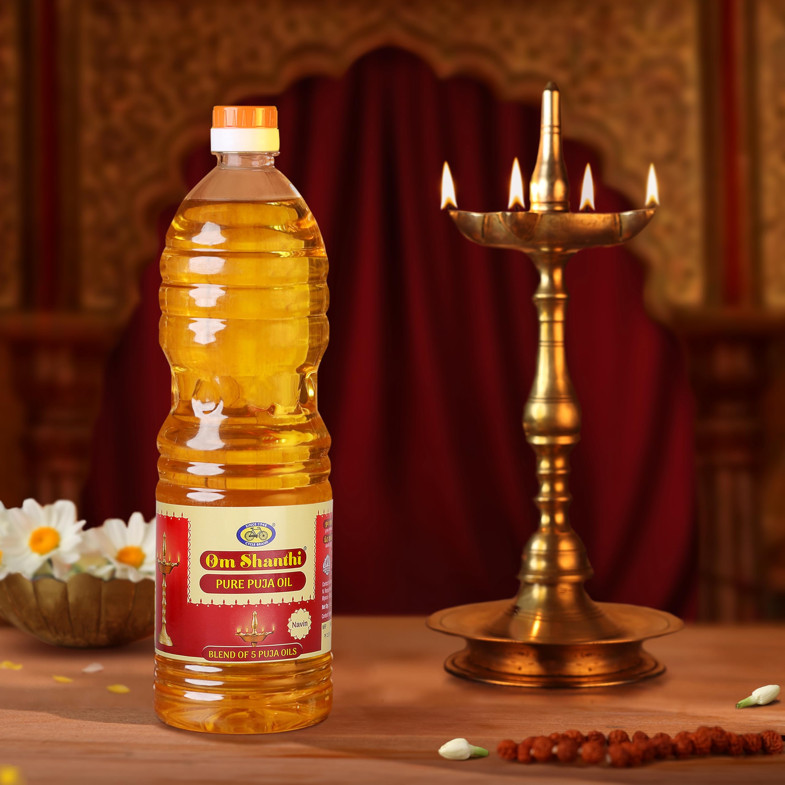 Cycle NAVIN Puja Oil (Diya/Lamp Oil), Blend of 5 Puja Oils with the Fragrance of Tulsi for Daily Puja, Festivals - Pack of 1 (1 Liter Pack)-image-16
