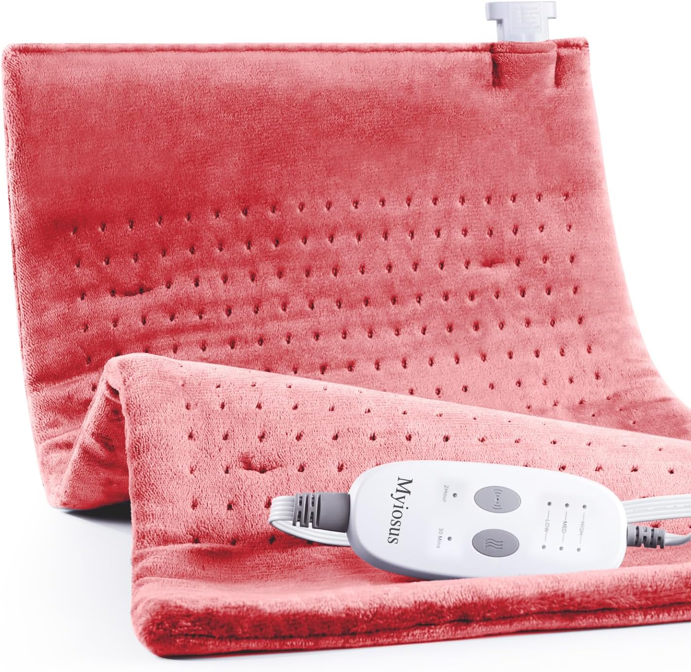 Massaging Weighted Heating Pad for Back Pain Relief,Heating Pads for Neck, Shoulder,Cramp,Portable Heated Pad with 3 Heat Settings & 6 Massage,18 Relaxing Combinations,Auto Off,20"*24",Grapefruit Red Grapefruit Red 20"*24"