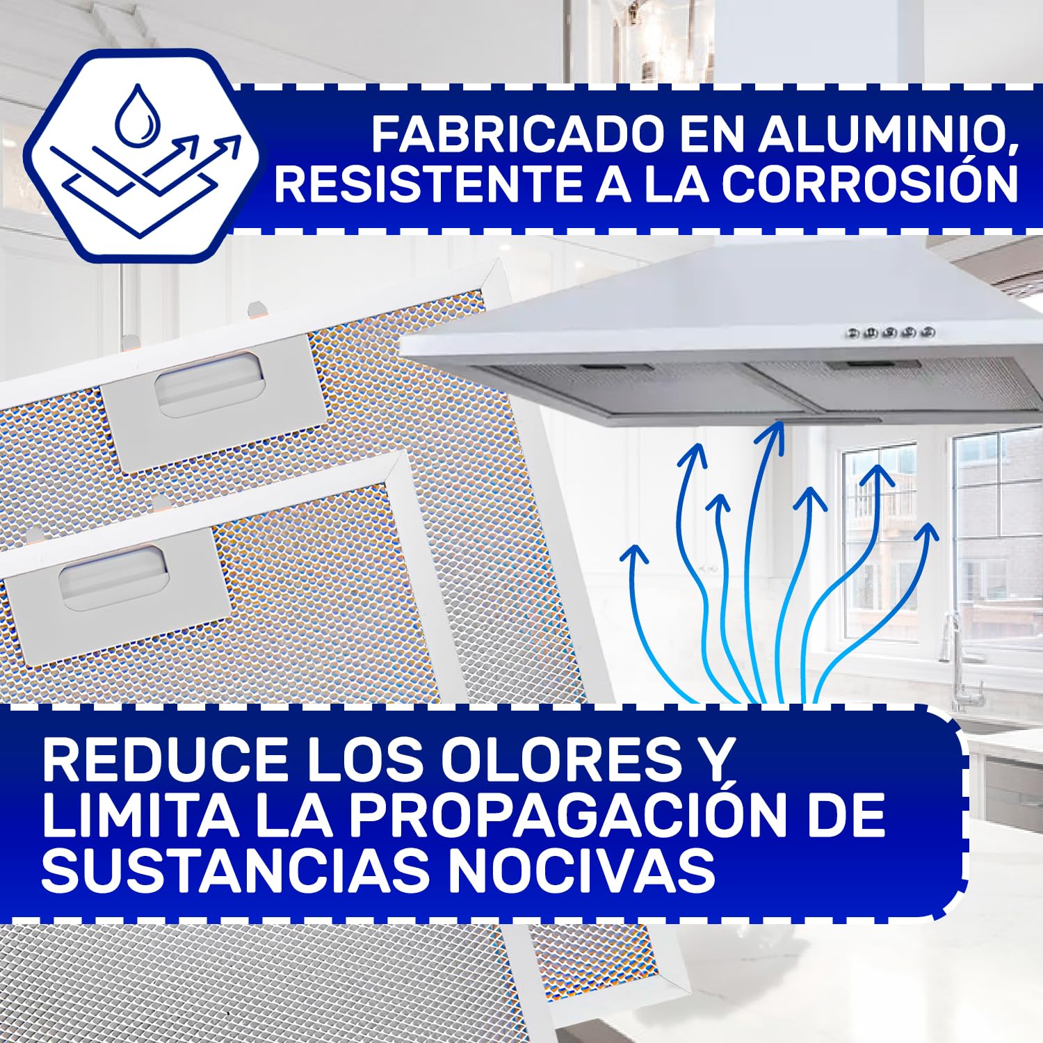 2 Piezas Aluminio Filtro Campana Extractora 265x359x9mm 00703451 para Bosch | Código Original 703451 10035302 para Siemens para Balay - Garantía de 10 Años - MONTERAL