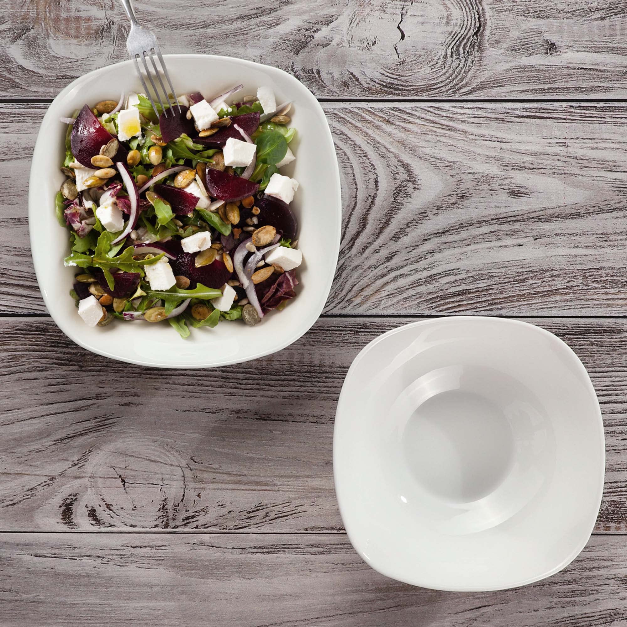 Set De 3 Saladiers Carrés En Verre Blanc Avec Bord Doré 18 Cm KADAX