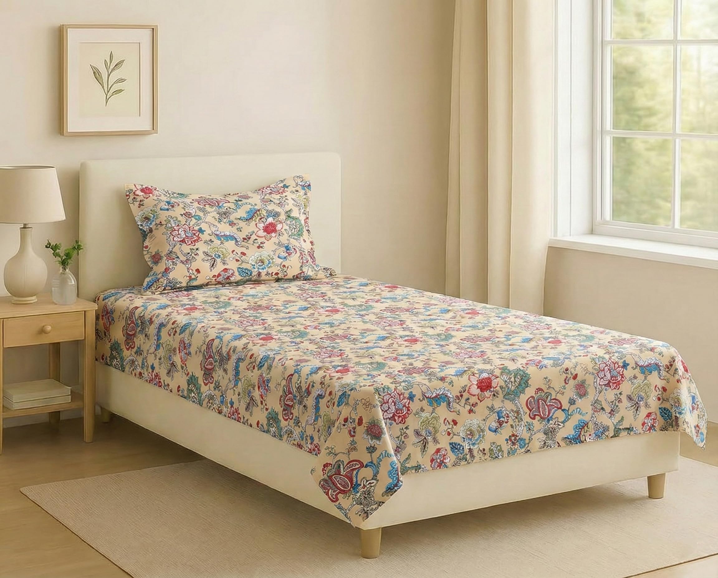Trance Home Linen King Size Bedsheet - Ferns Paradise Blue -14 Trance Home Linen King Size Bedsheet - Ferns Paradise Blue -14