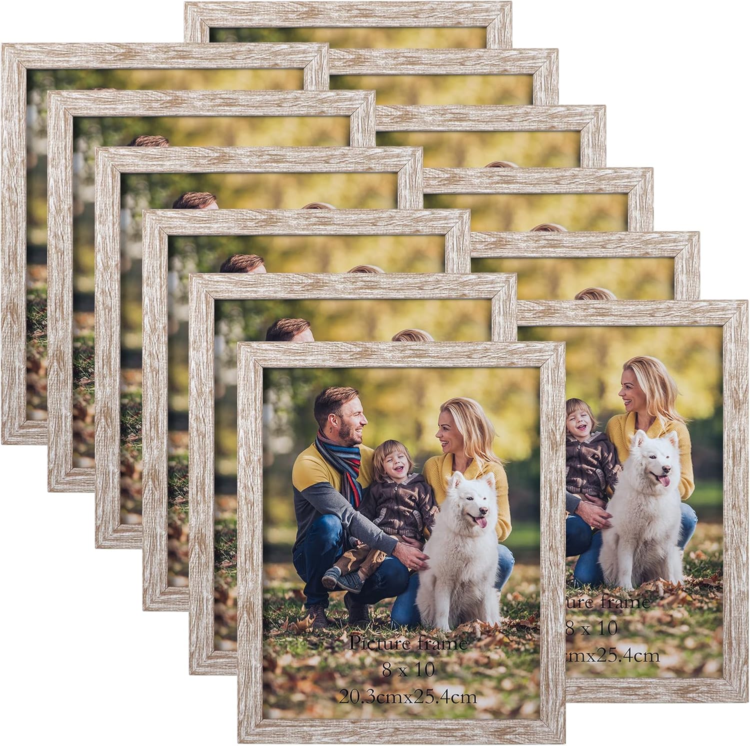 Lyeasw Rustic 8x10 Picture Frame Set of 12, Multi Woodgrain Farmhouse