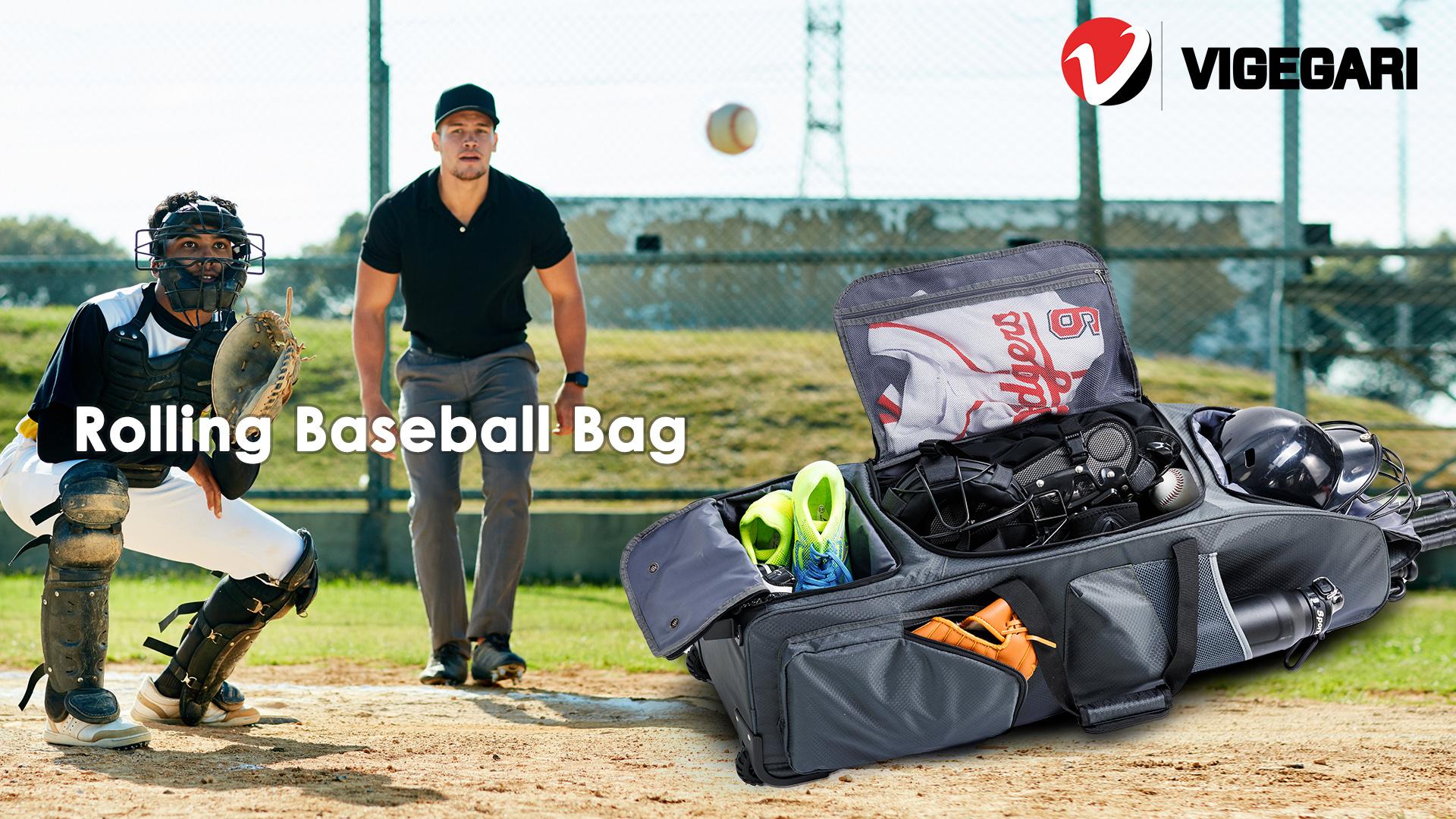 Sac De Baseball/softball à Roulettes Rose Camouflage - 8 Poches, Dimensions 17x11x19.6 Pouces
