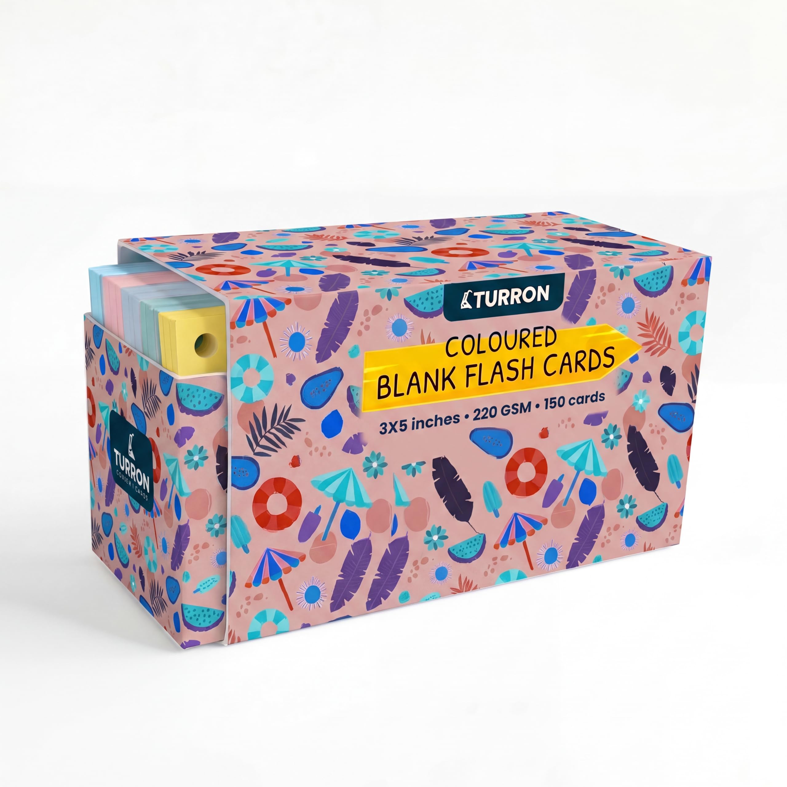Turron Premium Blank Index Flash Cards | Punched with Binder Rings for Study, Notes & Revision (150, Multicolor, 3 x 5 Inch, 2-Side Ruled) 3