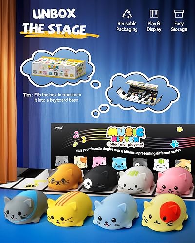Miniatura 4 de Ruko 1701 - Teclados de piano de gatos musicales con lindo tono de miau, escala de música de reproducción de prensa, divertidos juguetes musicales