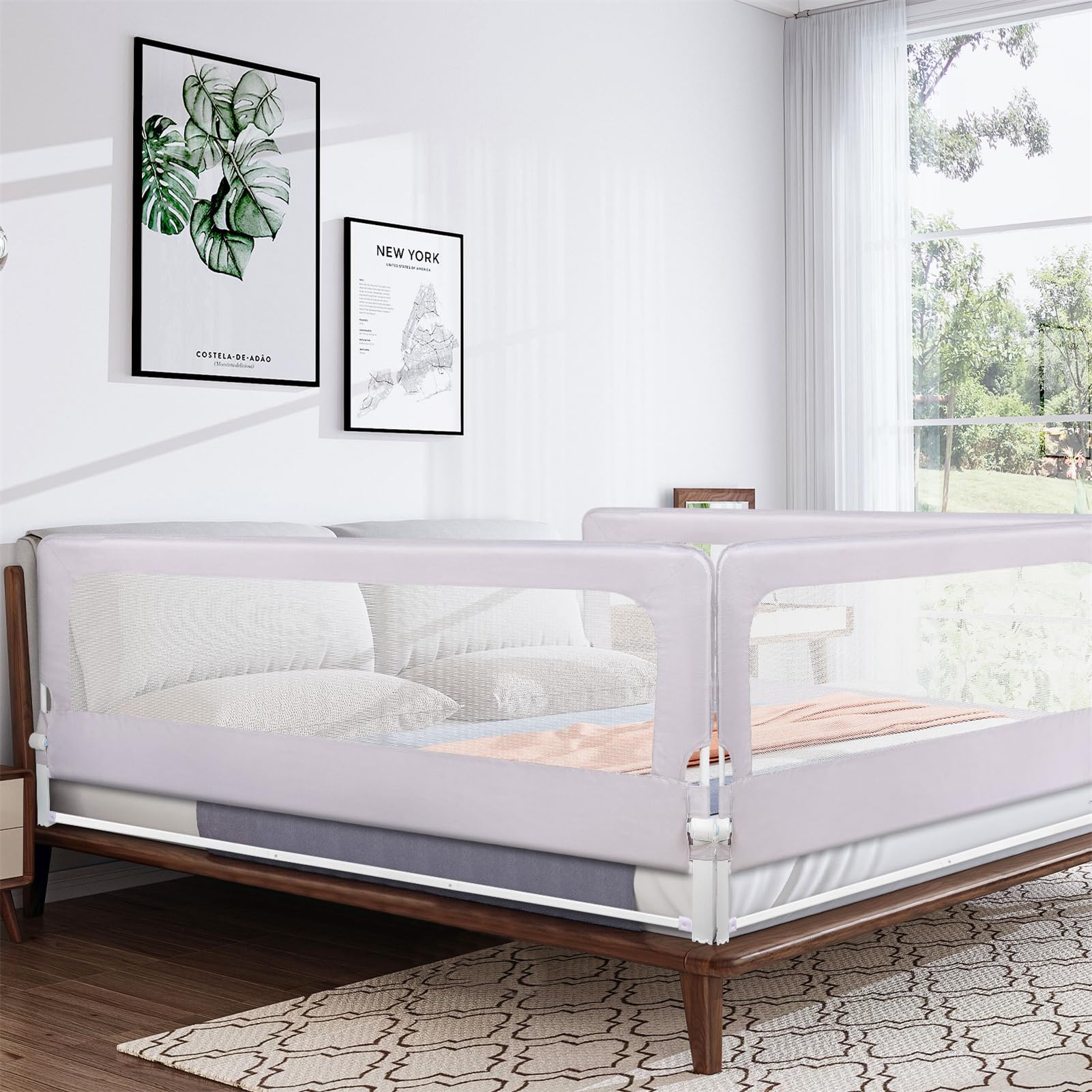 Barriera del letto per bambini, barriera di sicurezza per bambini, letto pieghevole, guida per letto, protezione per bambini, barriera del letto anticaduta, 150/180/200 cm (2, grigio, 180 cm)