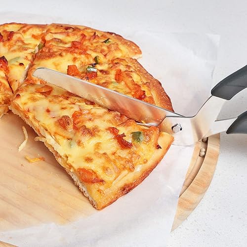Miniatura 5 de Asdirne Tijeras para pizza, cortador de pizza con hoja desmontable ultra afilada y agarre suave ergonómico, 10.3 pulgadas, negro y gris
