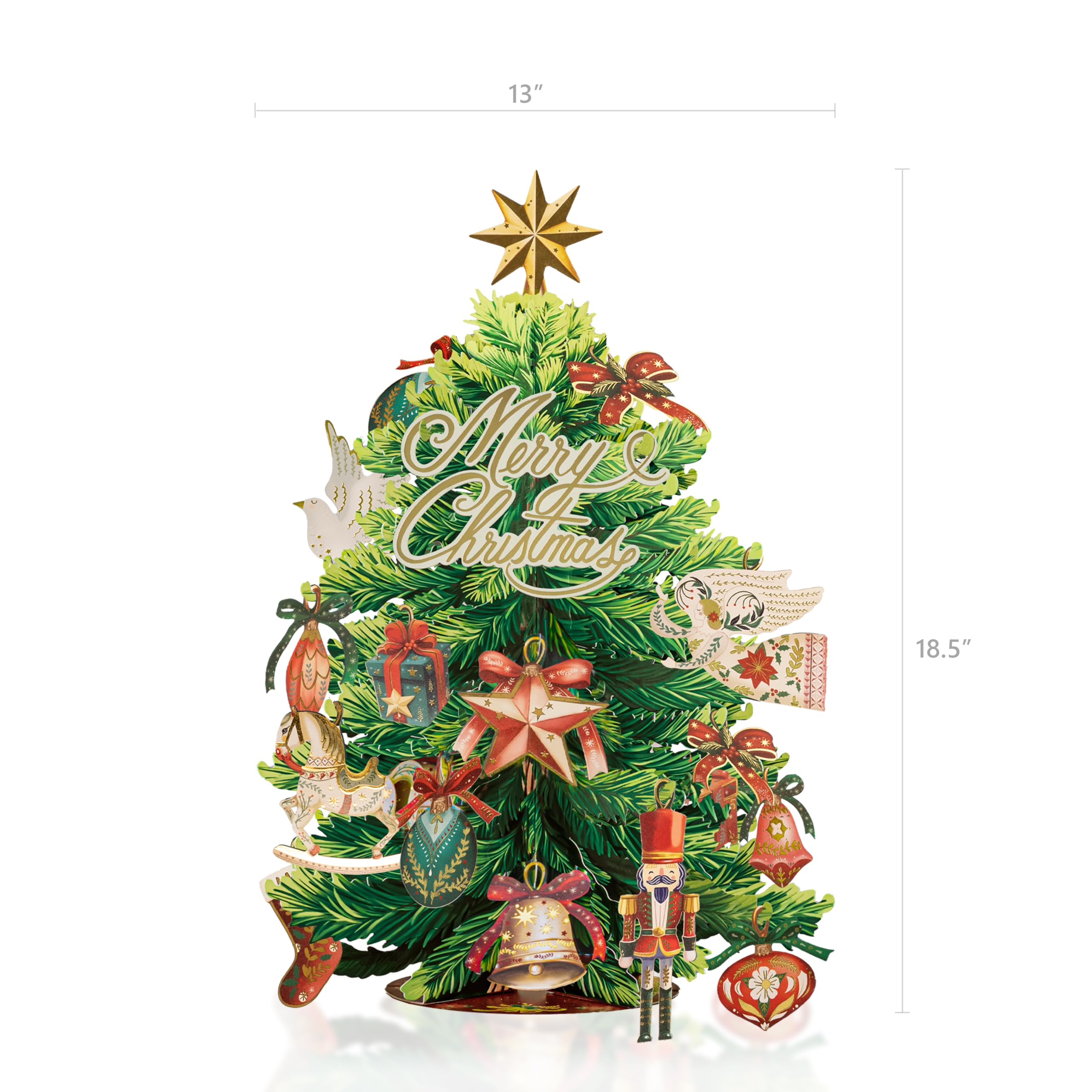 Weihnachtsbaum-Pop-Up-Karte, 3D-Grußkarte, Displaygröße 32,5 x 21,6 cm, für immer Baum, Weihnachtsdekoration, Papierblumenstrauß, Geschenk für die Weihnachtszeit, inklusive Umschlag und
