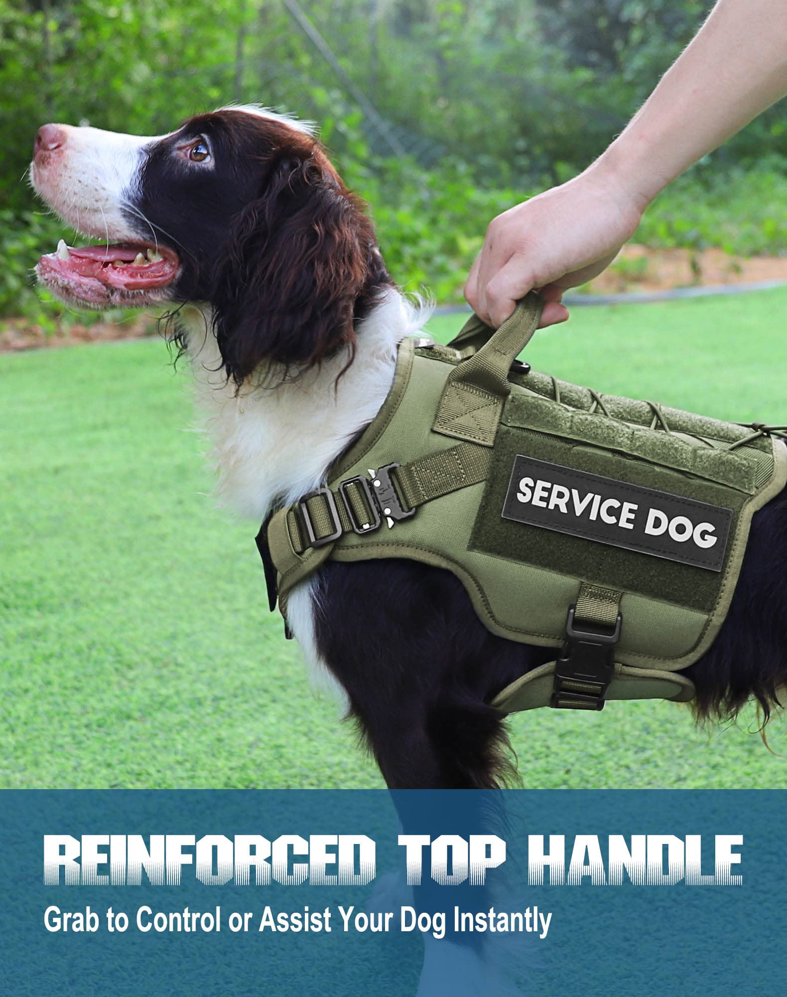 PETNANNY Arnés táctico para perro, arnés para perros de servicio, chaleco de apoyo emocional para perros medianos y grandes, chaleco ESA para perros sin tirones con gancho y bucle, chaleco Molle de