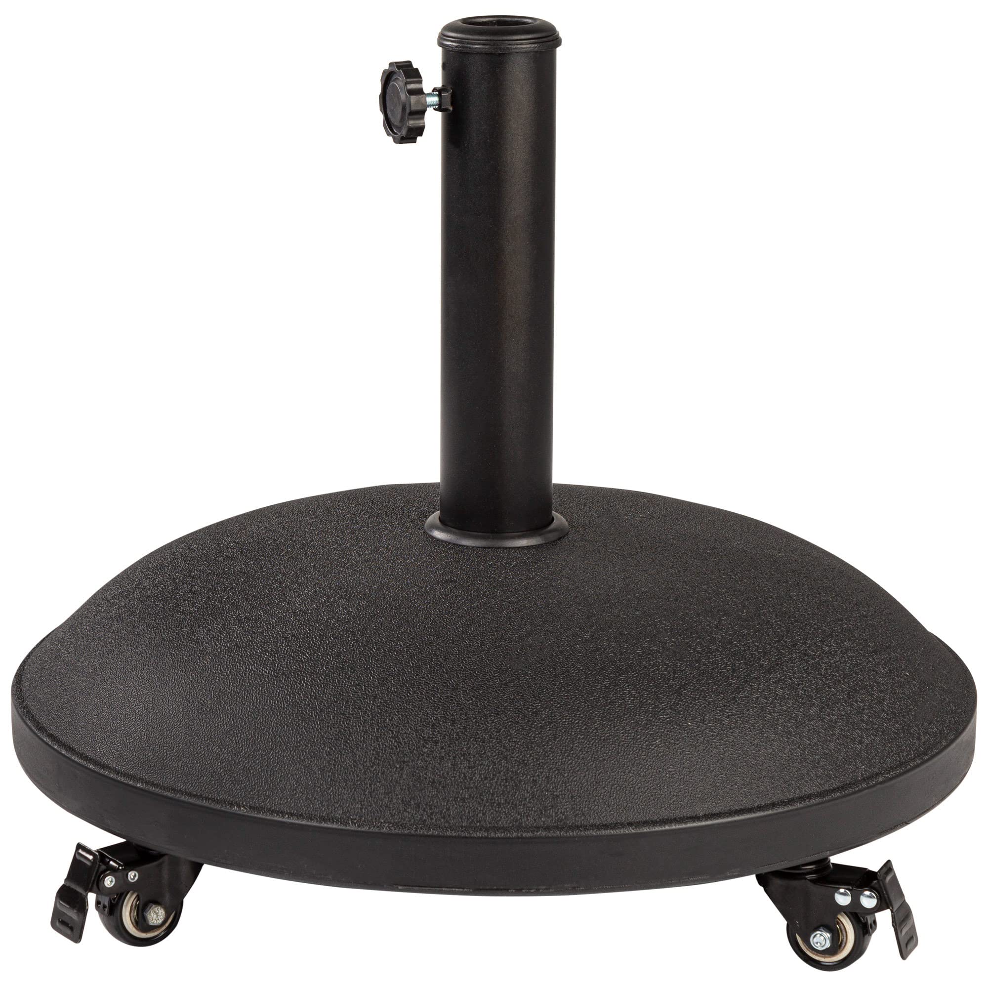 AKTIVE Support de Parasol Rond avec Roues, Base Ciment 25 kg, Tube Acier réglable Ø35-48 mm, résistant aux intempéries, diamètre