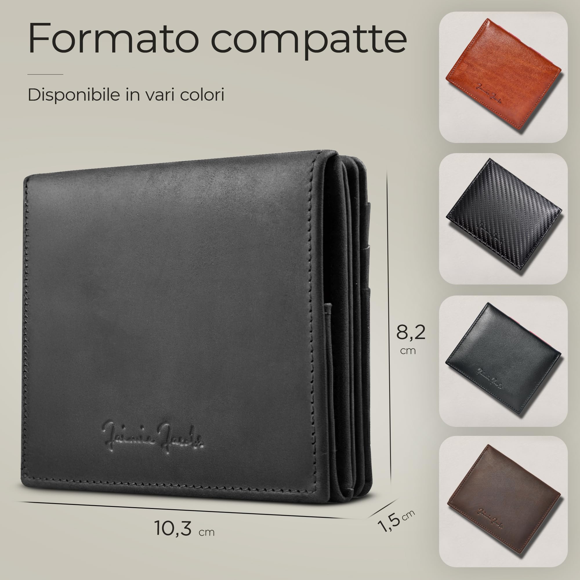 Jaimie Jacobs Flap Boy Portafoglio Magico con scompartimento per monete e RFID-Blocker Magic Wallet di pelle da uomo (Abbronzatura Nero)