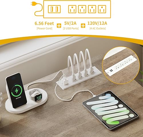 Miniatura 4 de DWVO Escritorio en forma de L con cajón de archivos, escritorio de esquina de 60 pulgadas con tomas de corriente, escritorio de oficina en casa con