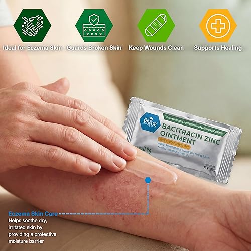 Miniatura 4 de MED PRIDE Ungüento de zinc de bacitracina, crema antibiótica para heridas, quemaduras, cortes, 144 paquetes de tamaño de viaje x 0.03 oz, primeros
