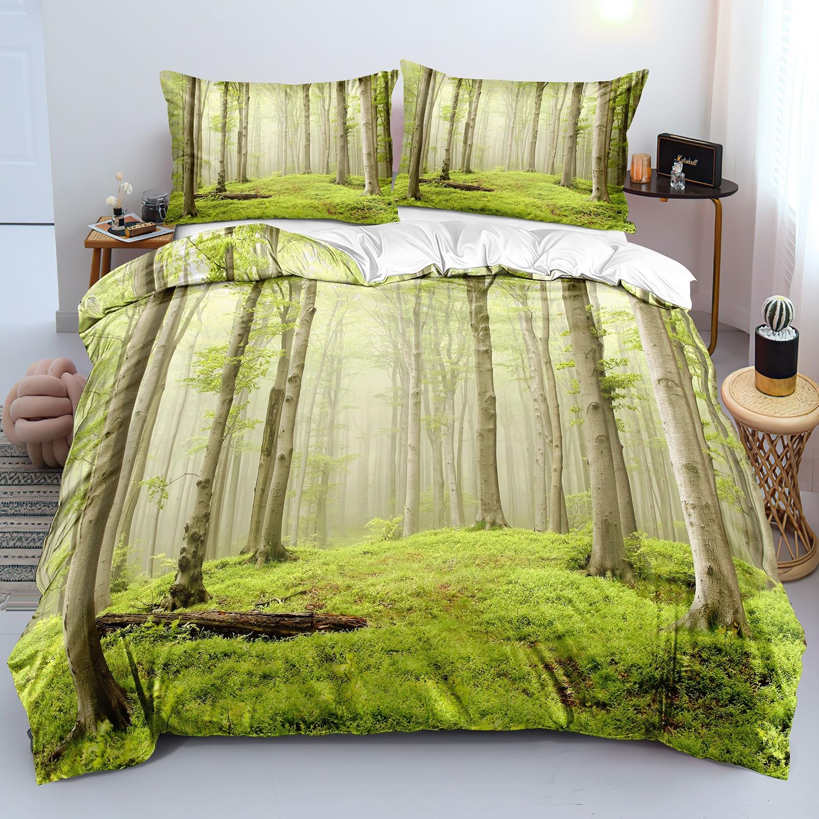 Housse de couette 140x200 forêt en microfibre avec 2 taies