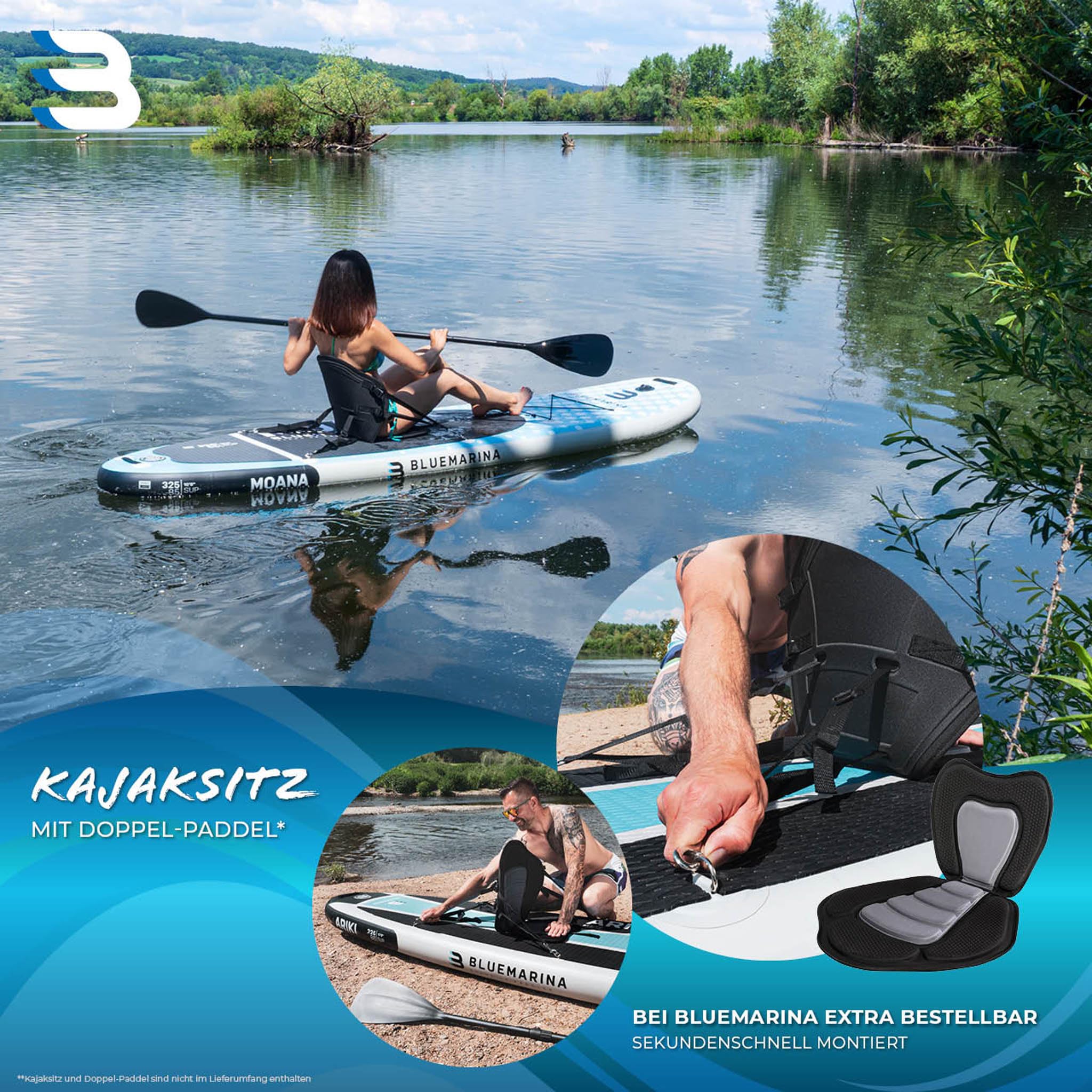 Bluemarina Stand Up Paddling Board Moana | 𝟓 𝐉𝐀𝐇𝐑𝐄 𝐆𝐀𝐑𝐀𝐍𝐓𝐈𝐄 - SUP Board - Stand Up Paddle - Standup Paddle Board - Surfbrett aufblasbar - 305x75x15 cm 130 kg | 325x85x15 cm 180 kg