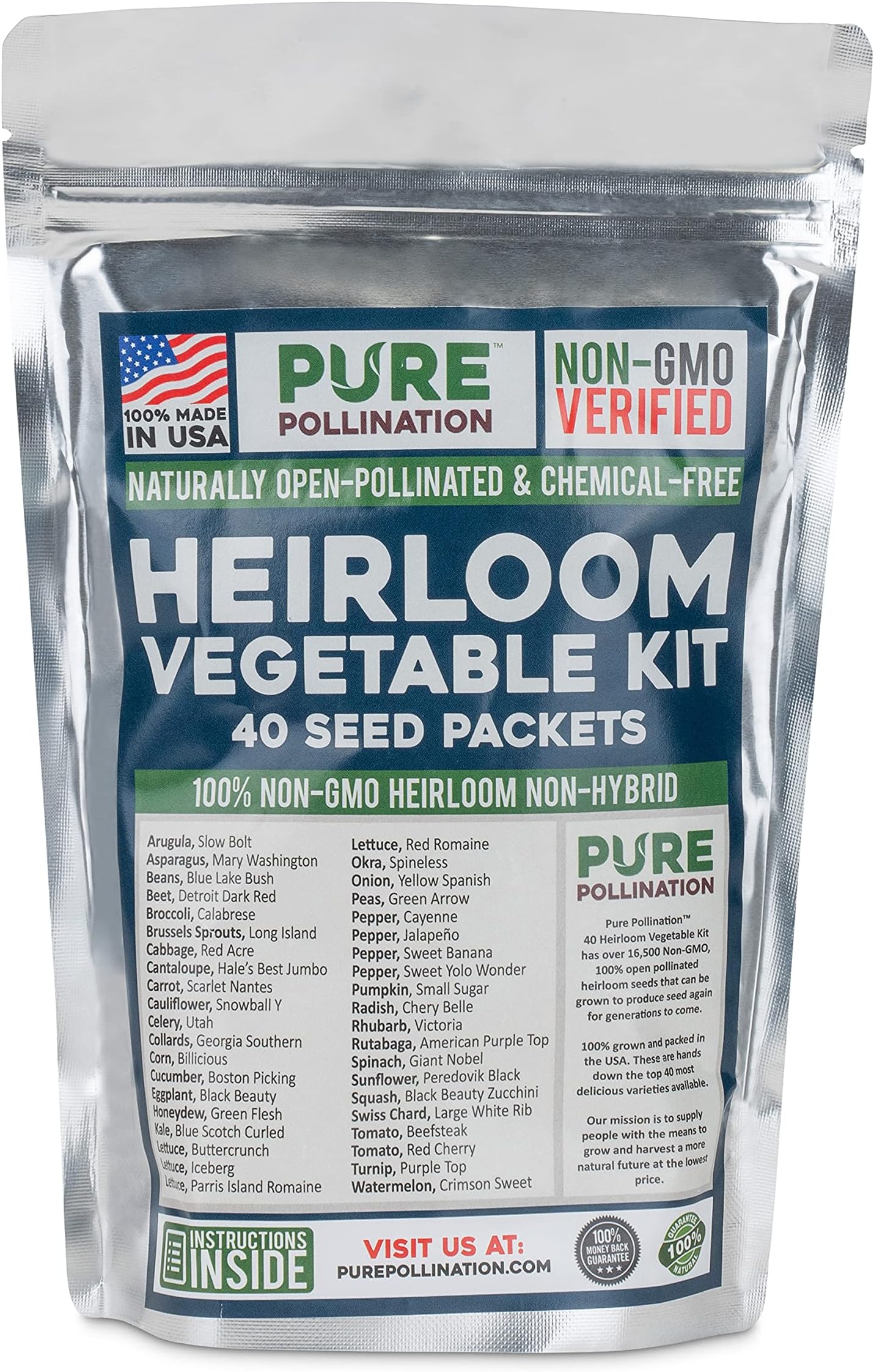 16,500 Non GMO Heirloom Vegetable Seeds Survival Garden 40 Variety Pack