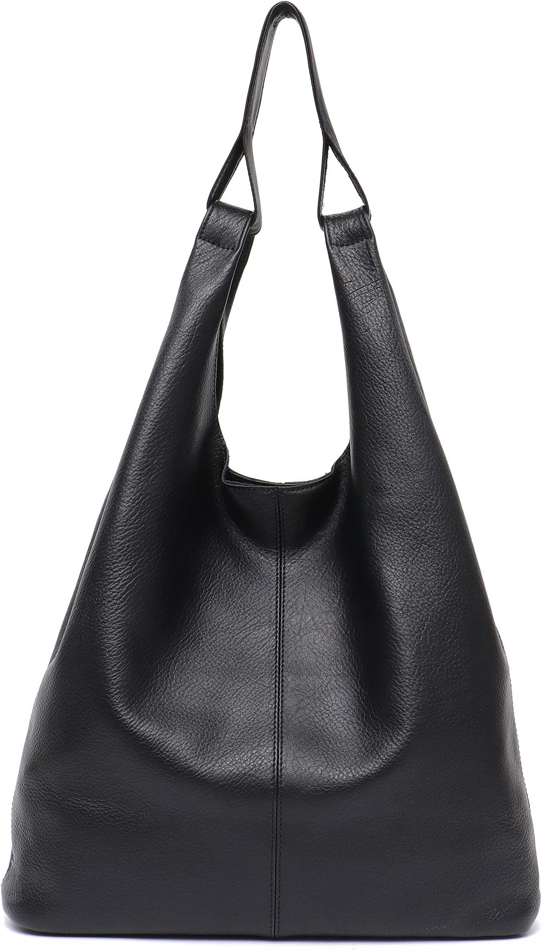 Women's Hobo Handbag STEPHIECATH Luxury Italian Genuine Leather Slouchy Shoulder Bag Large Casual Handmade Tote Vintage Style Bags(BLACK)